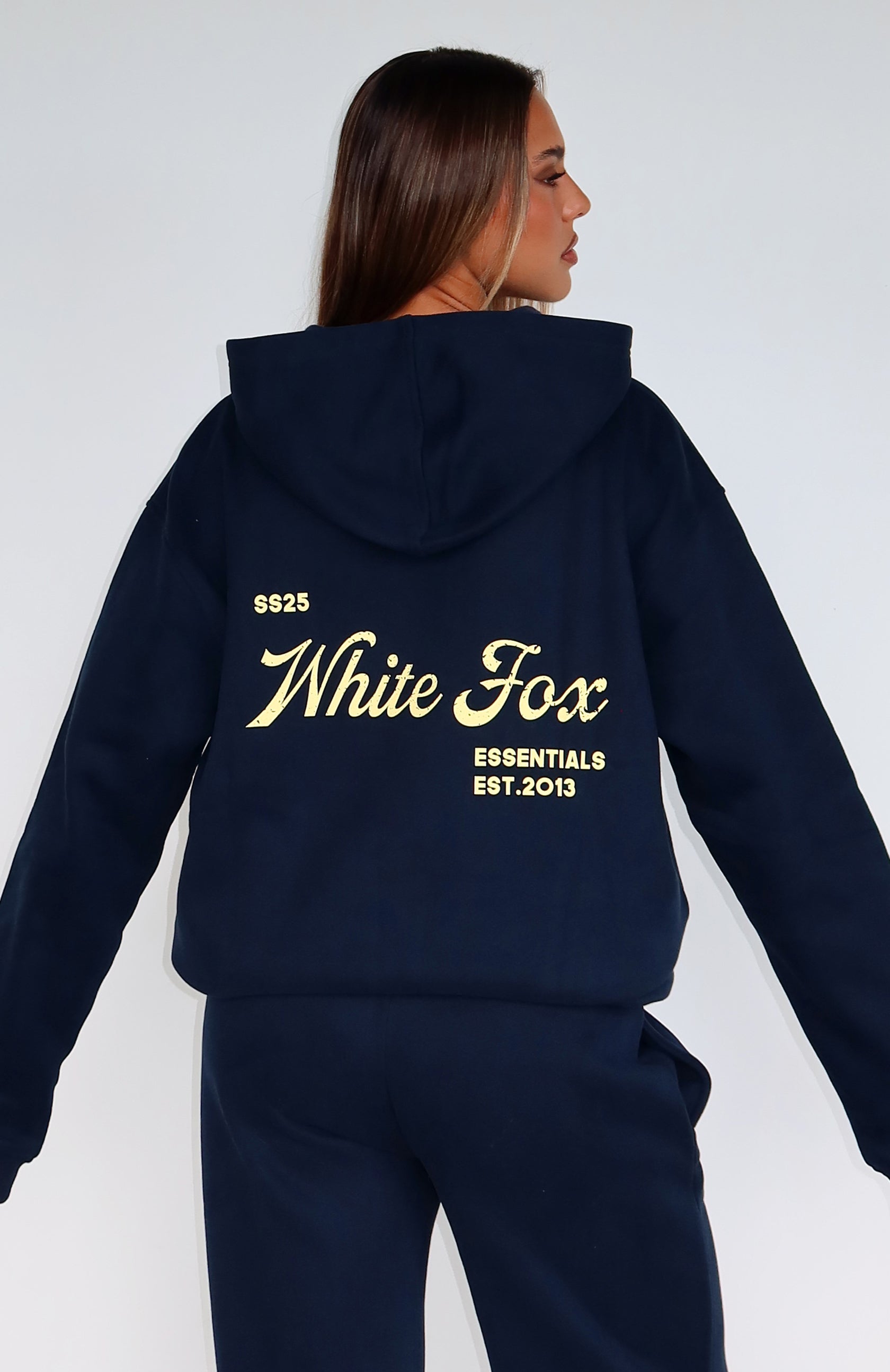 White Fox The Good Life Fleece-Lined Wide Leg Sweatpants - Navy