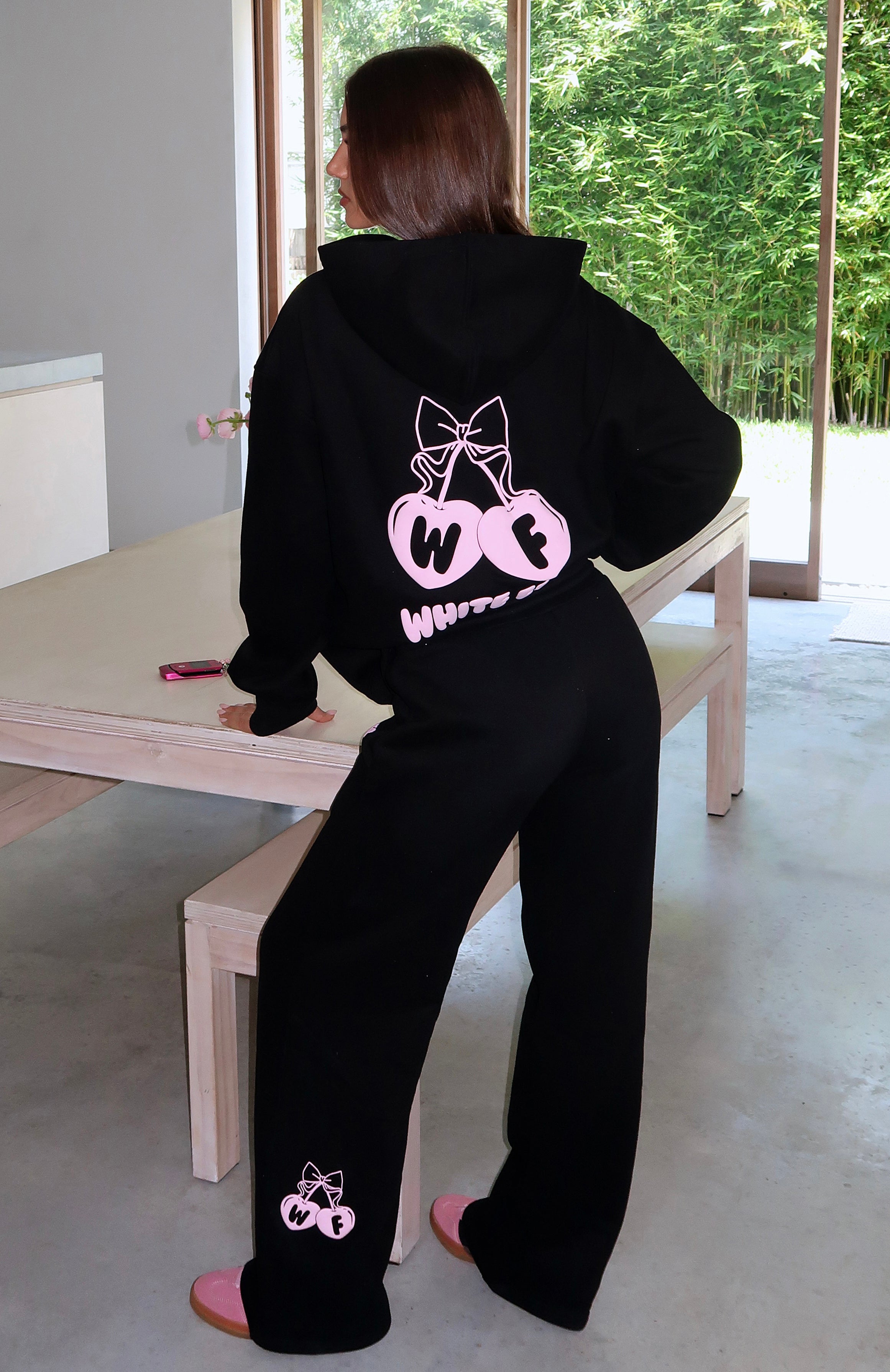 Feel The Love Black Wide Leg Sweatpants with Pockets