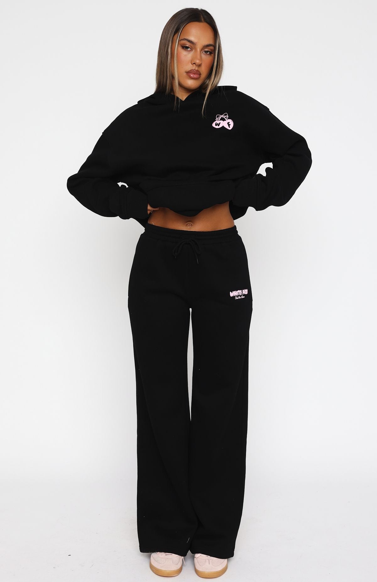 Feel The Love Black Wide Leg Sweatpants with Pockets