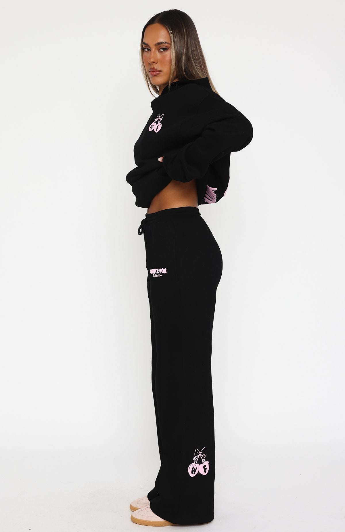 Feel The Love Black Wide Leg Sweatpants with Pockets