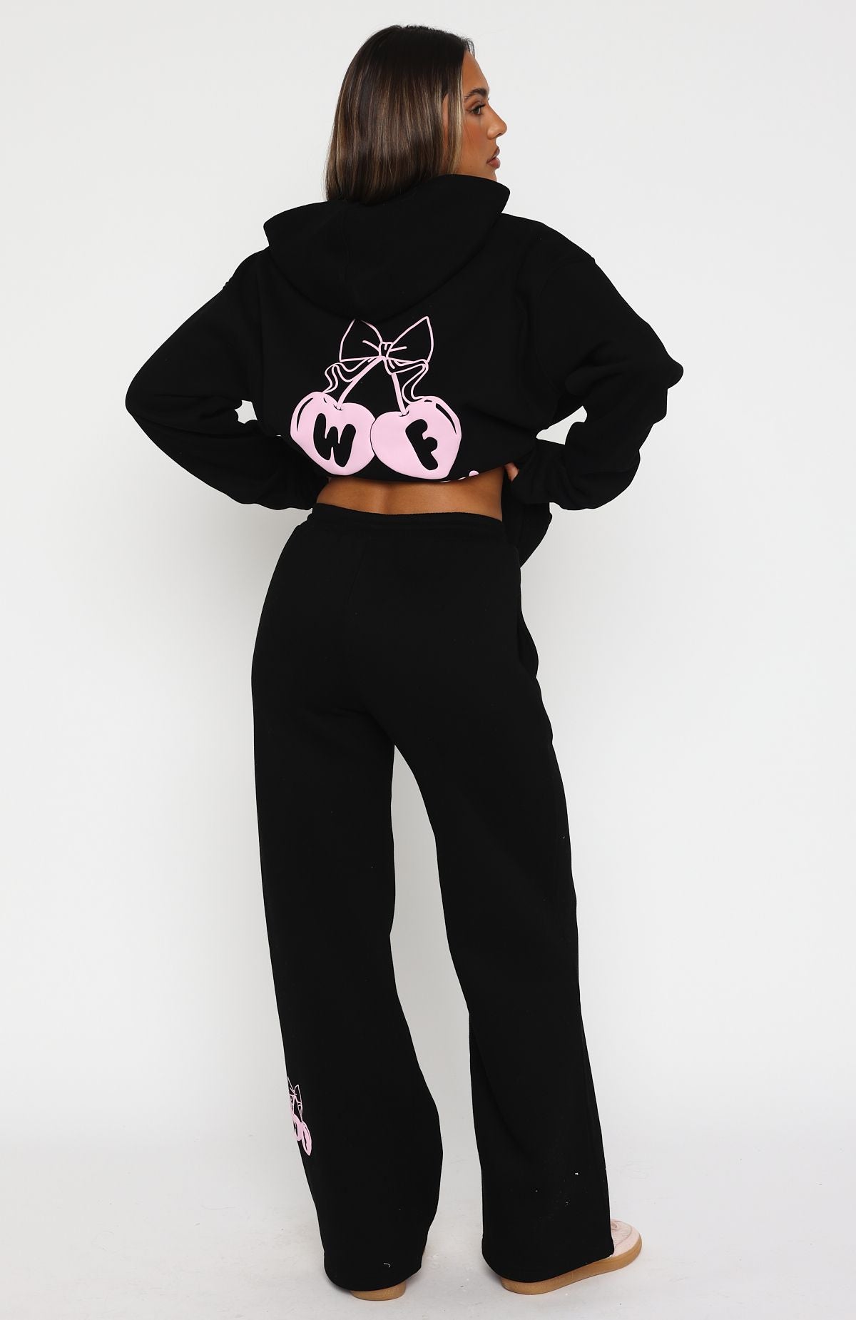 Feel The Love Black Wide Leg Sweatpants with Pockets