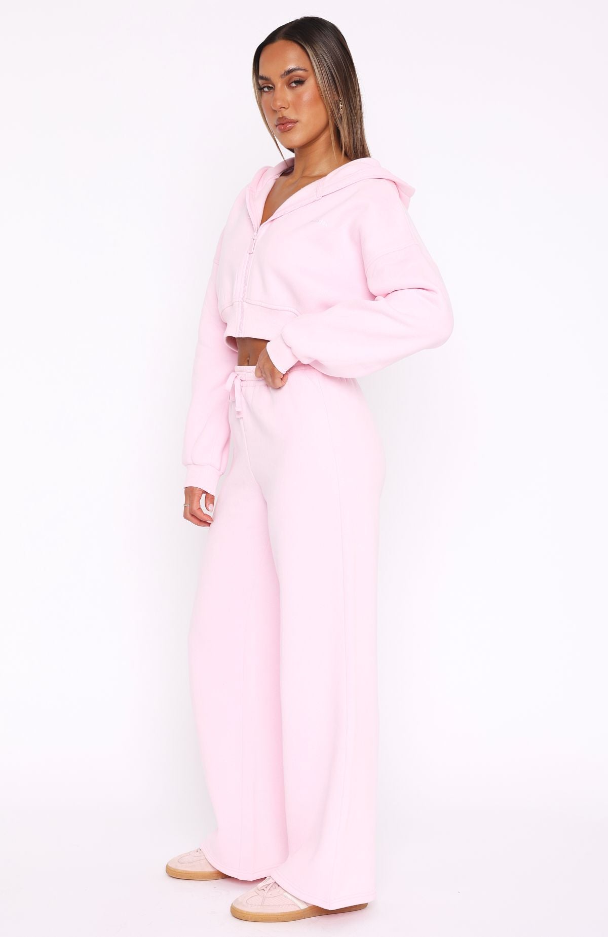 Women's Pink Wide Leg Sweatpants - Soft Fleece Comfort Fit
