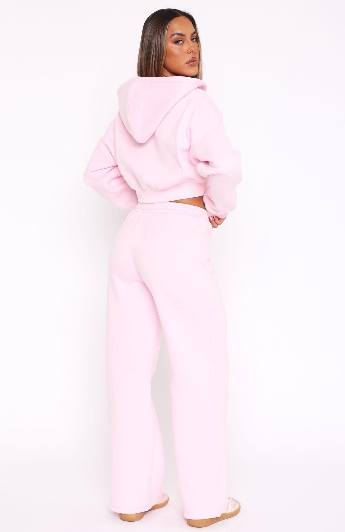 Women's Pink Wide Leg Sweatpants - Soft Fleece Comfort Fit