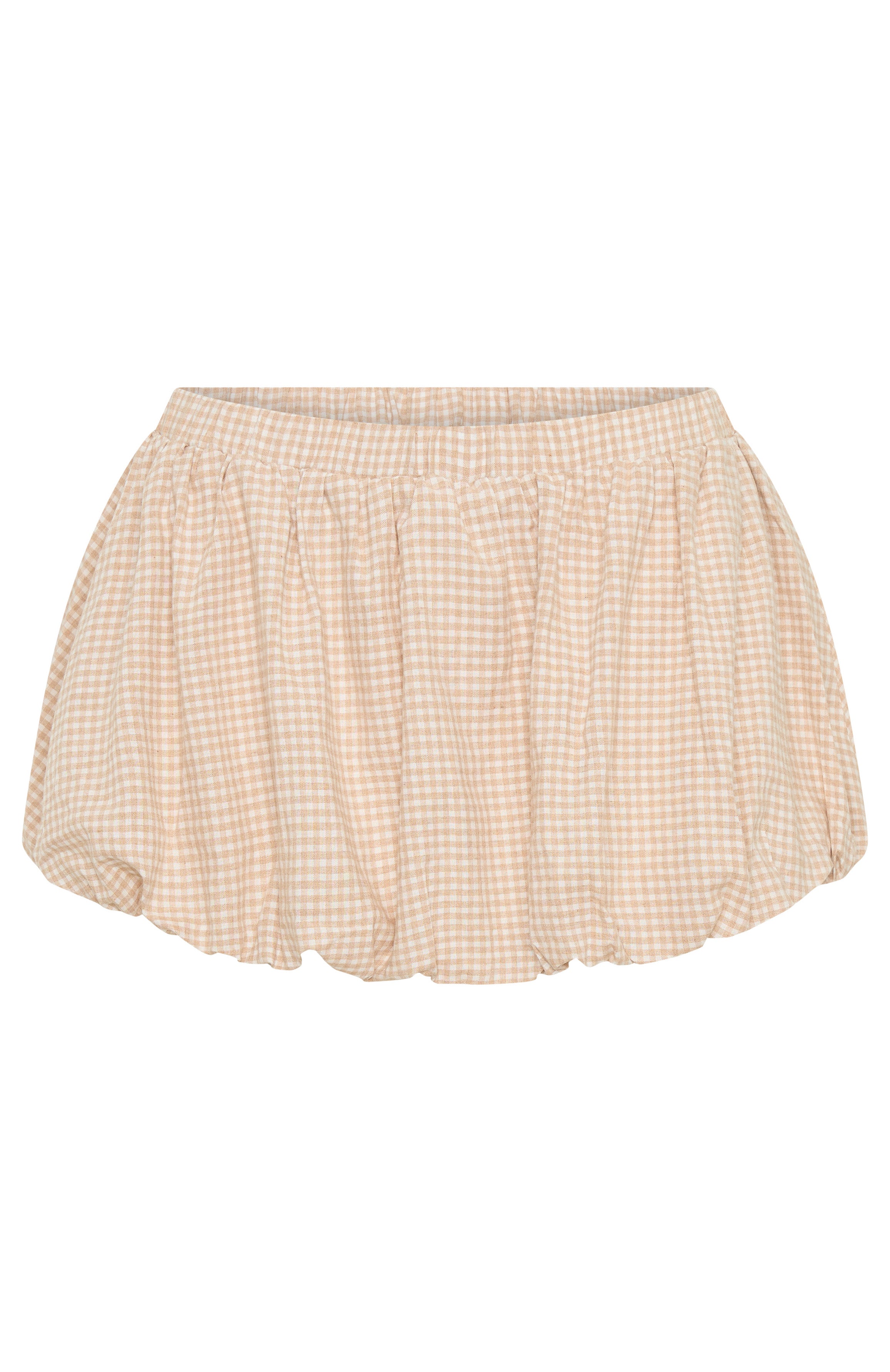 Beige Bubble Skort with Built-in Shorts - Elastic Waistband
