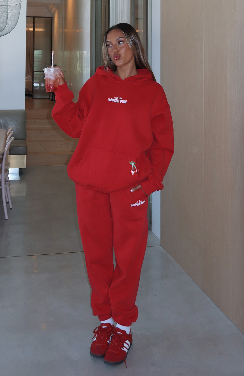 With Love In The Moment Red Fleece Sweatpants
