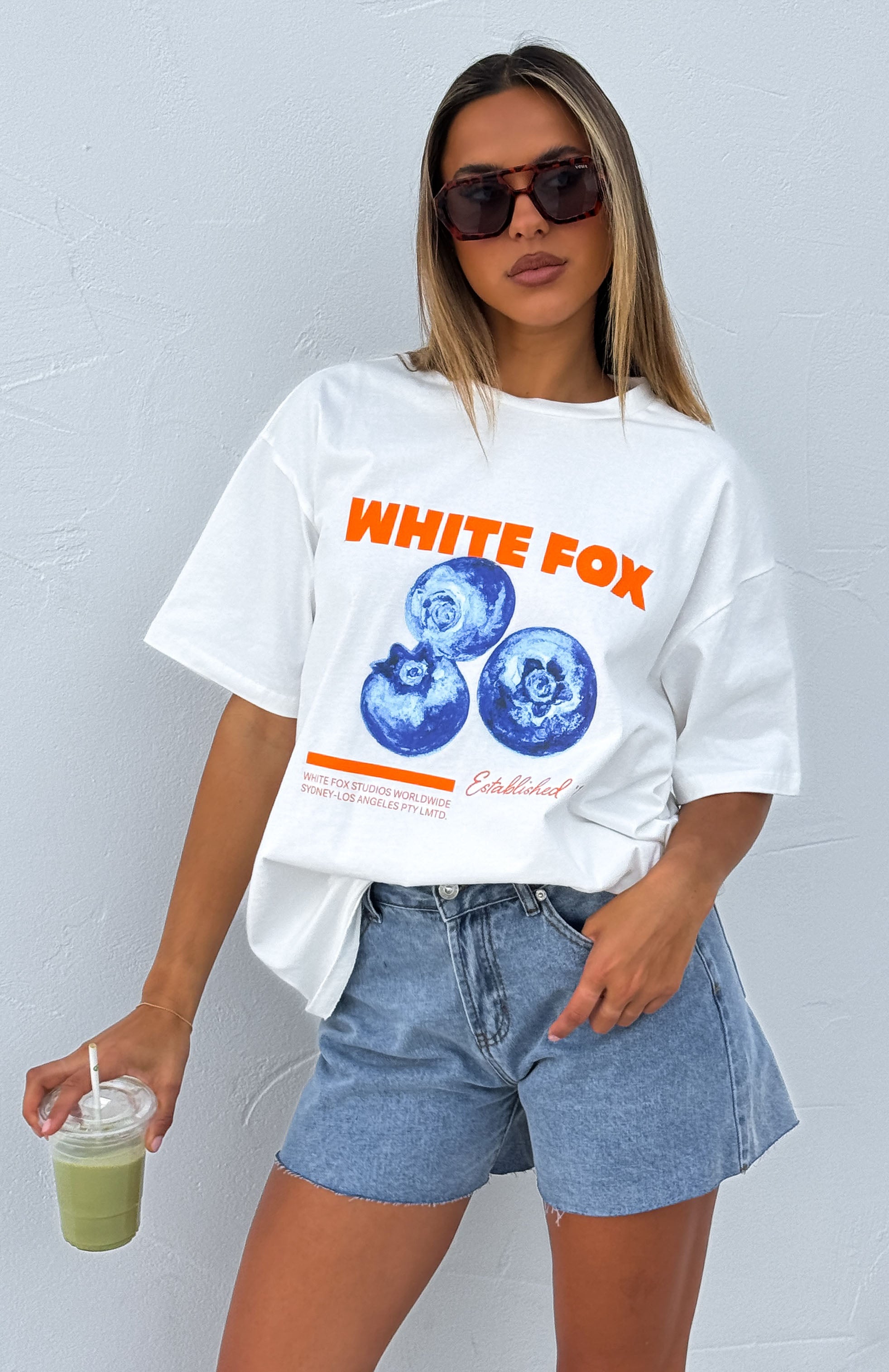 White Fox Keep It Brief Denim Shorts - Blue Mid Rise Cotton