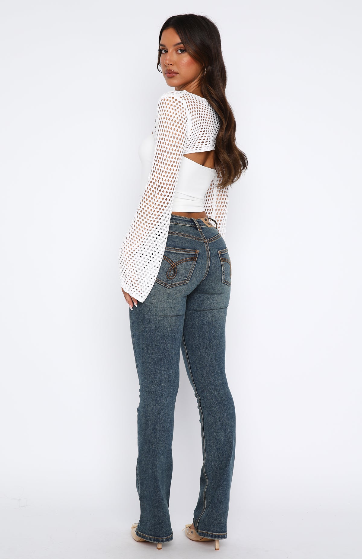 White Fox Denim Low Rise Bootleg Jeans - Vintage Blue