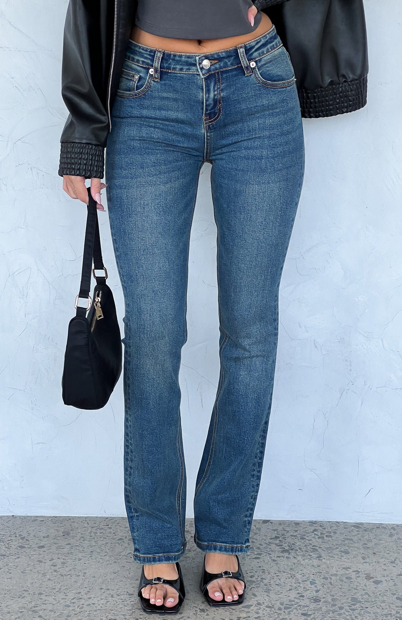 White Fox Denim Low Rise Bootleg Jeans - Vintage Blue