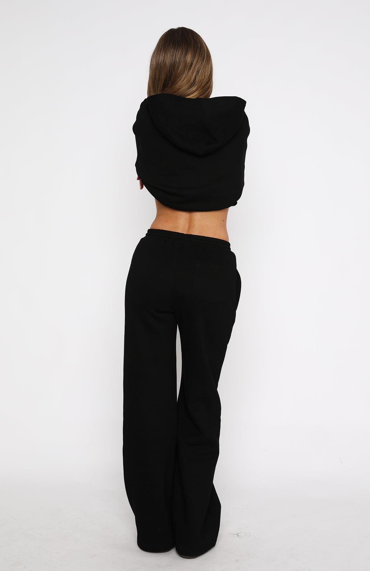 WF Match Your Words Black Fleece Wide Leg Sweatpants