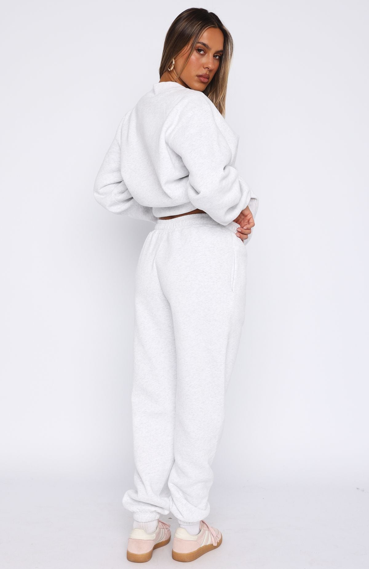 Pick You A Flower Fleece Sweatpants - Grey Marle Lounge Pants