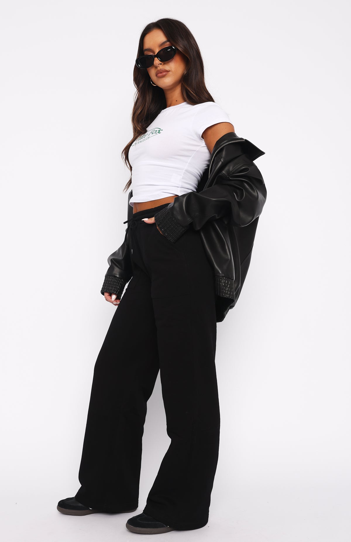 Women's Black Wide Leg Sweatpants - High Rise Comfort Pants