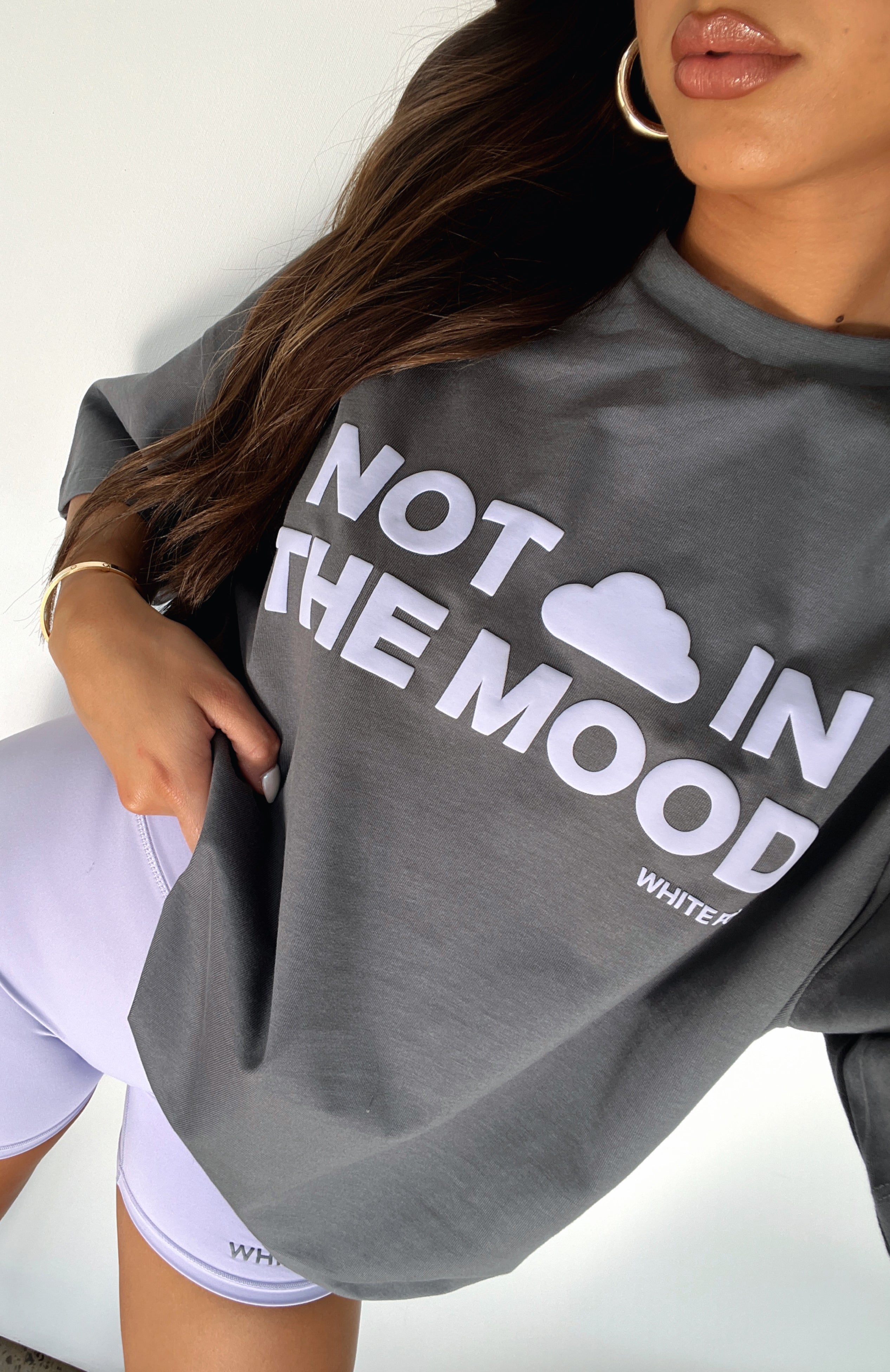 Take A Hint Oversized Cotton Tee with Puff Print Graphic