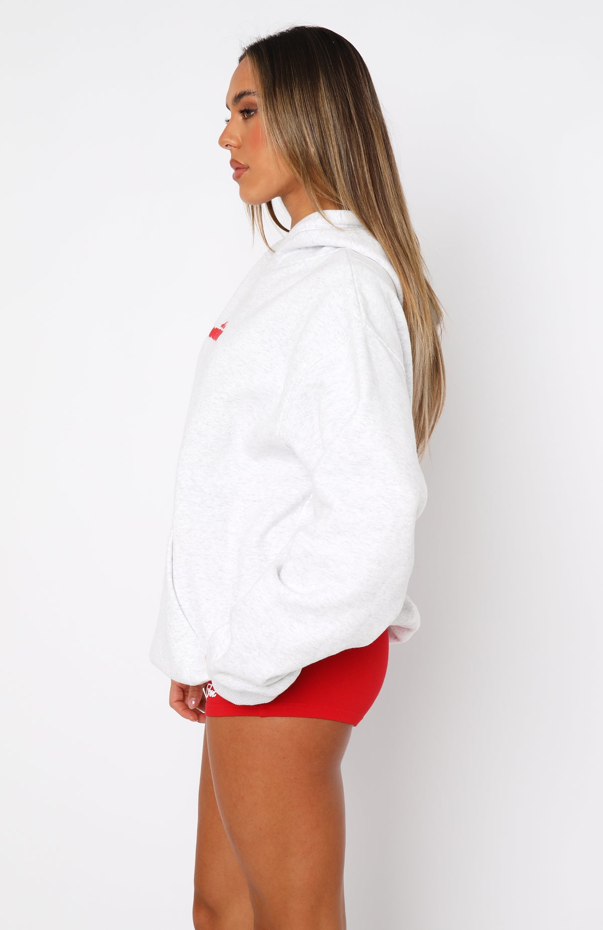 With Love Oversized Hoodie - Grey Marle Fleece Pullover