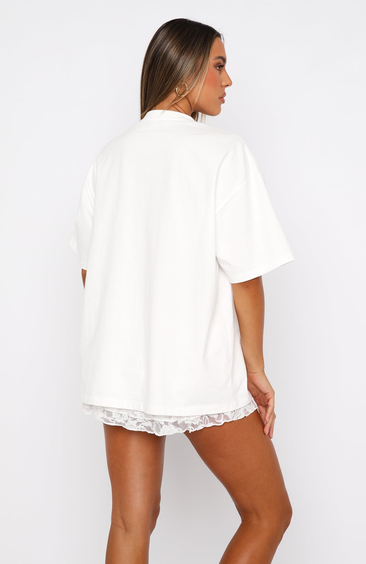 With Love Oversized Cotton Tee - White & Pink Logo Print