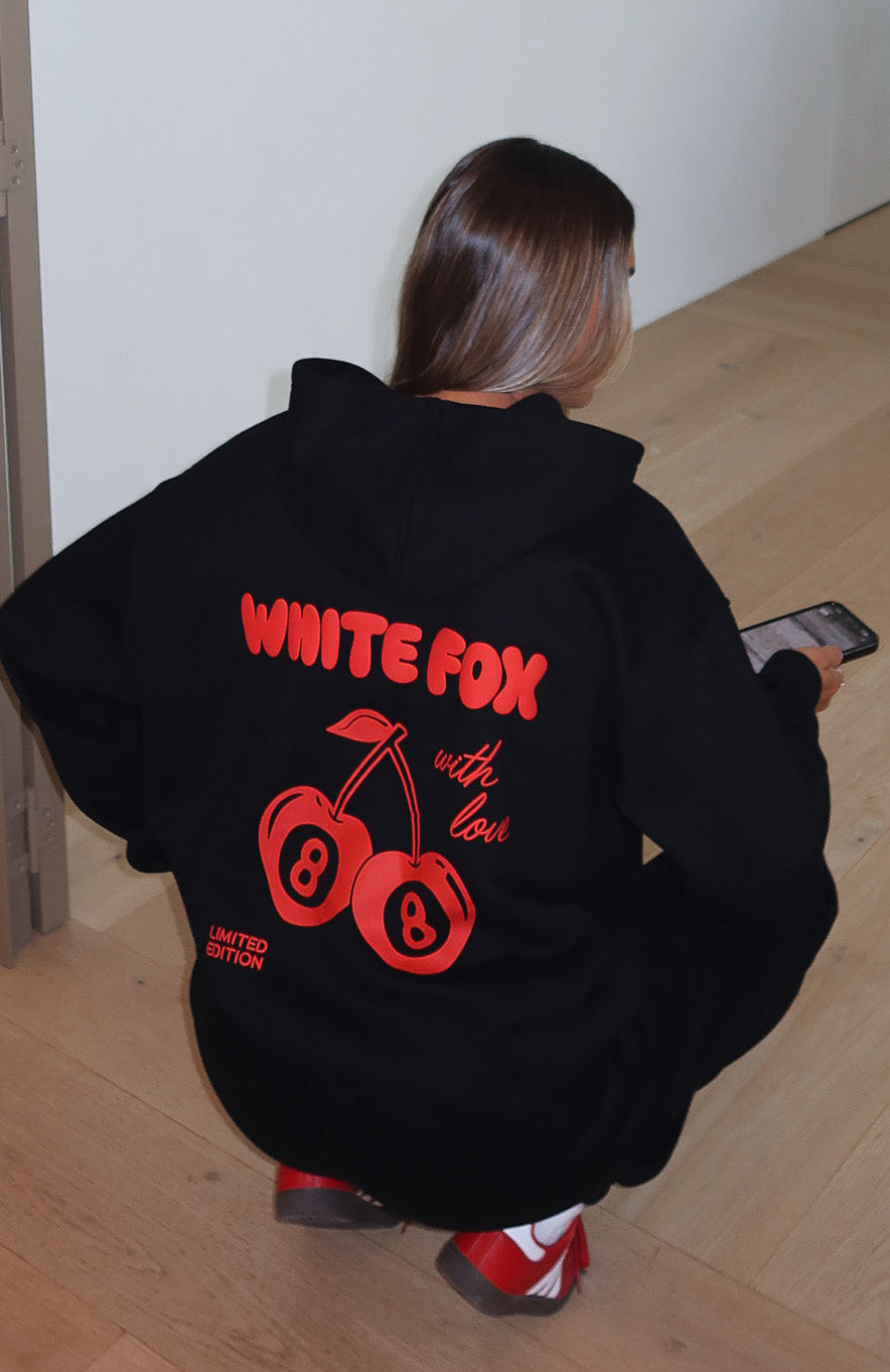 With Love Oversized Hoodie Black - Fleece-Lined Comfort Fit