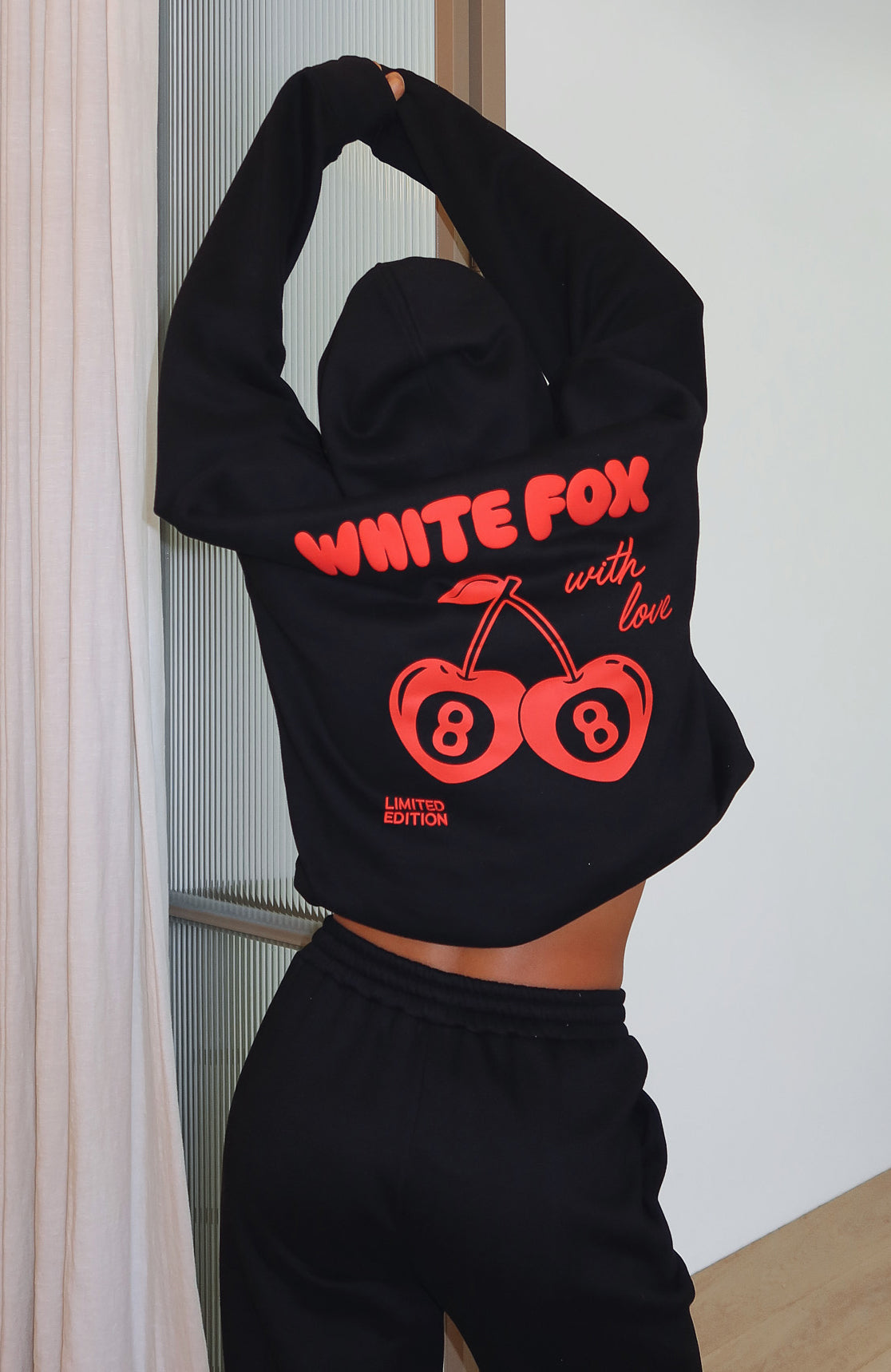 With Love Oversized Hoodie Black - Fleece-Lined Comfort Fit
