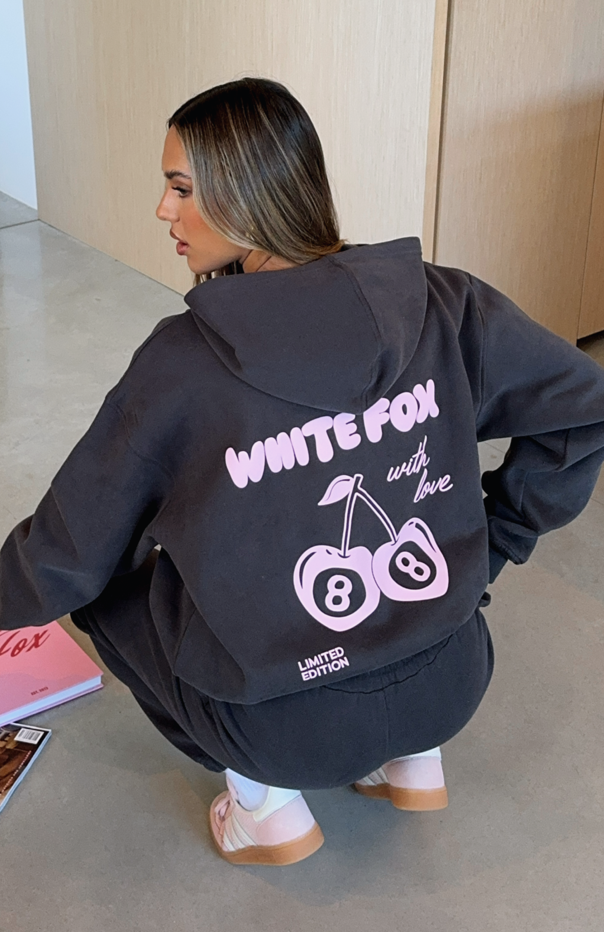 With Love Oversized Hoodie Charcoal - Fleece-Lined Comfort