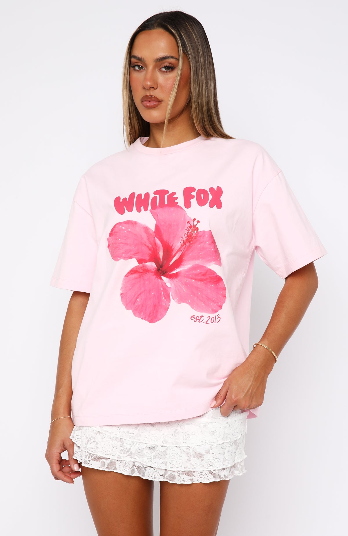 Romantic Baby Pink Oversized Cotton Tee With Love & Romance