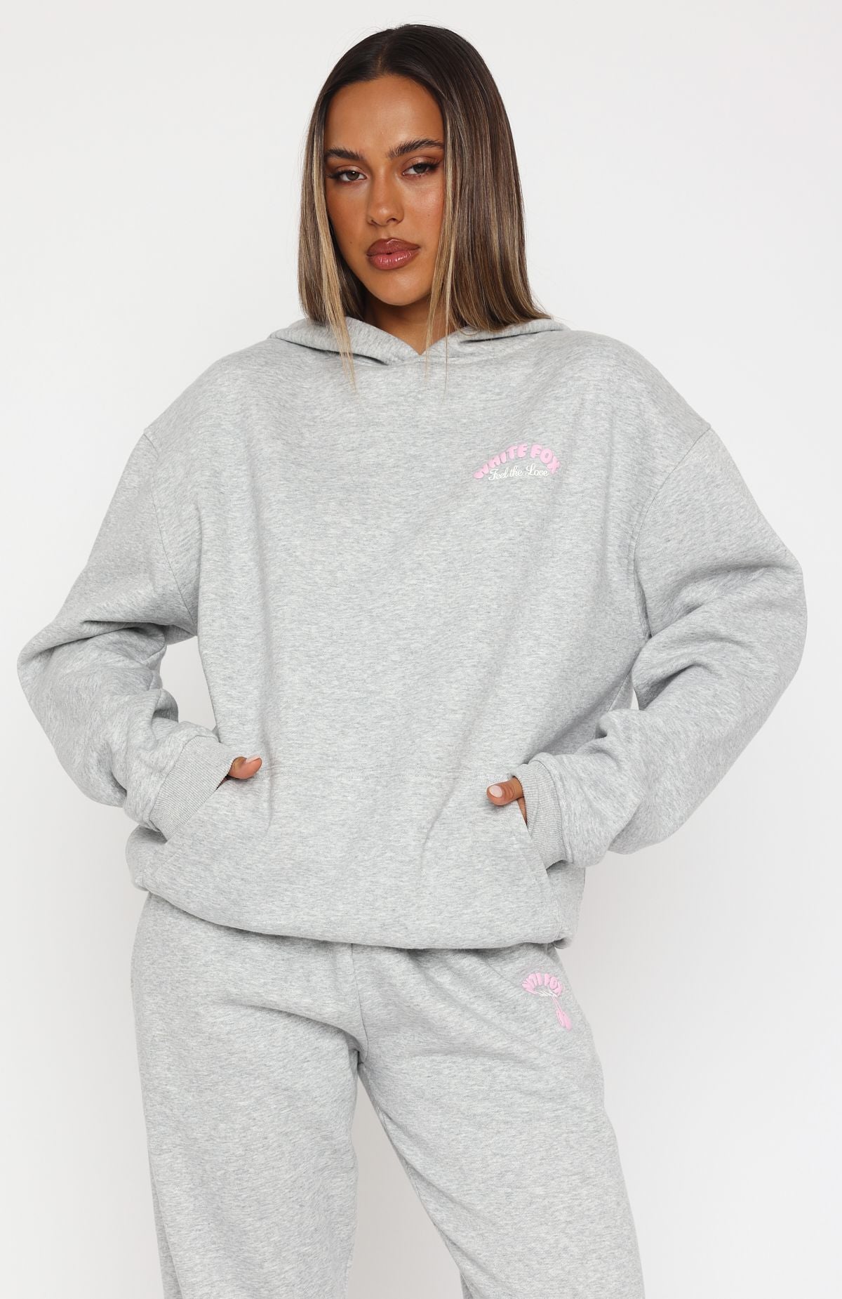 Love Me Tender Oversized Hoodie - Dark Grey Marle Fleece