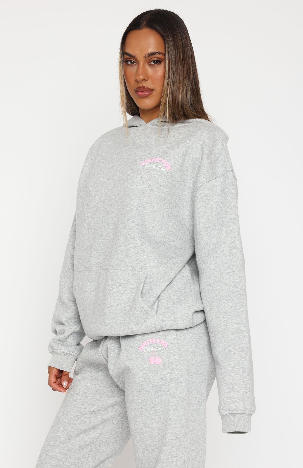 Love Me Tender Oversized Hoodie - Dark Grey Marle Fleece