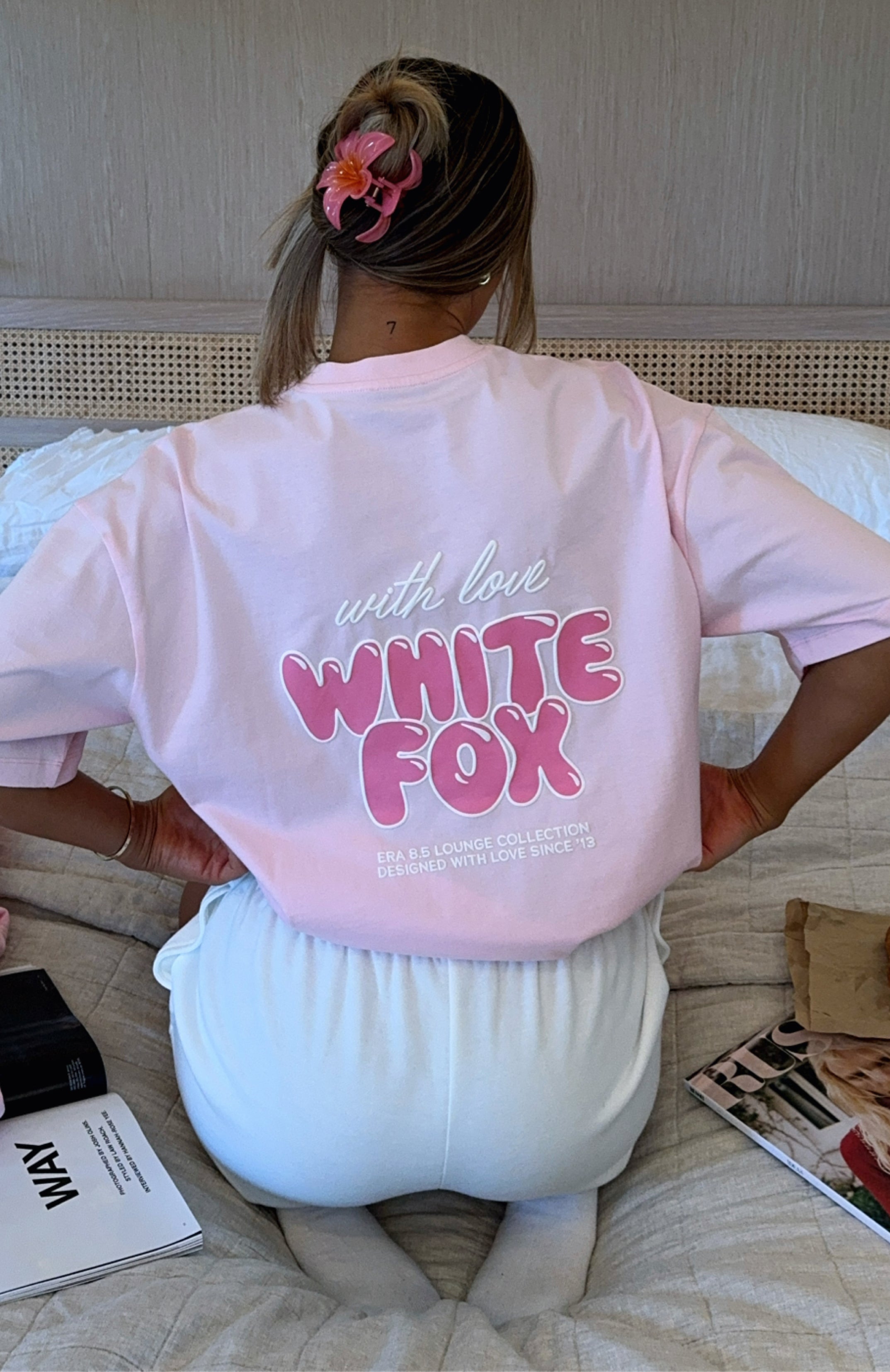 With Love Always Oversized Cotton Tee in Baby Pink