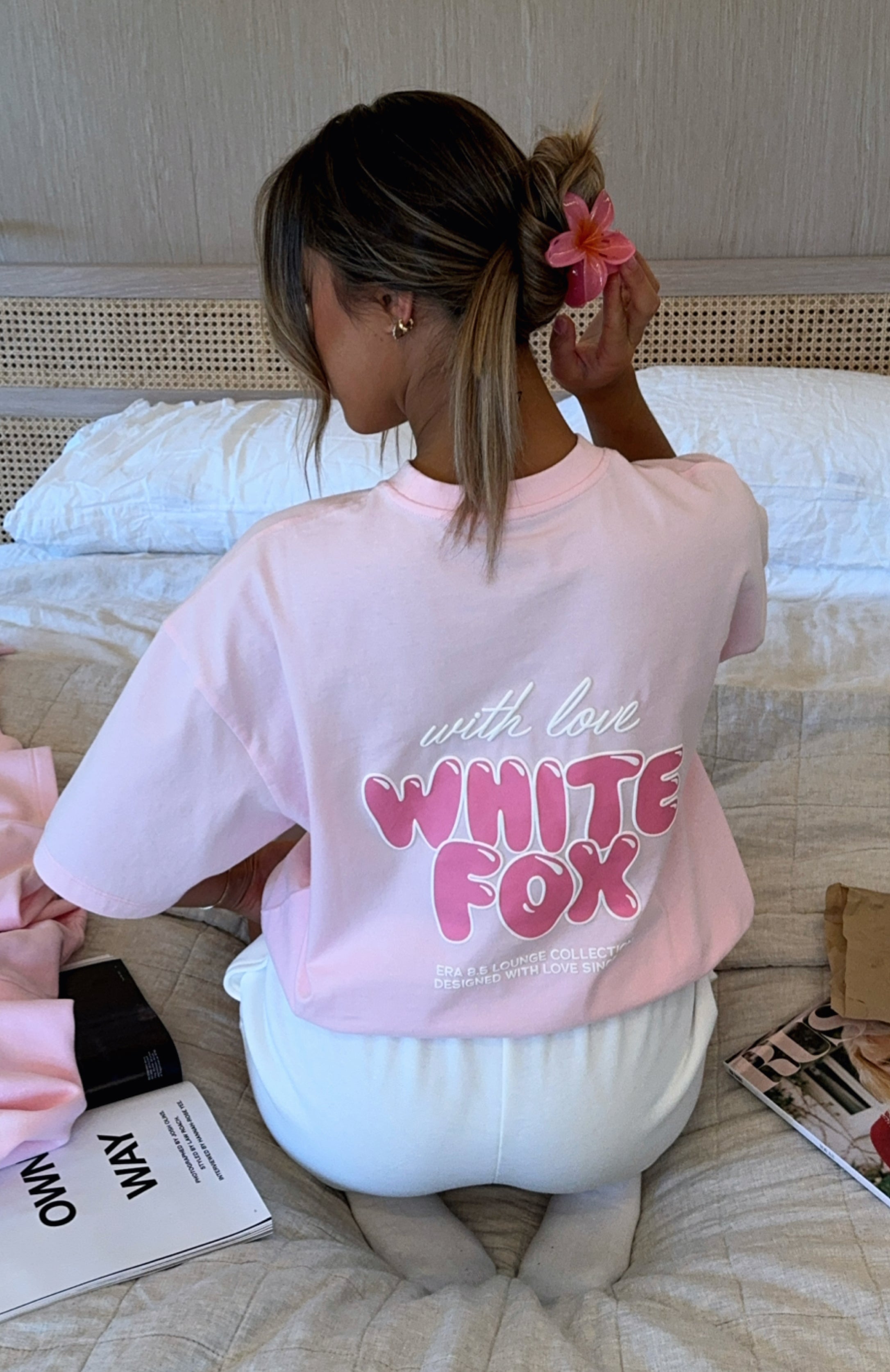 With Love Always Oversized Cotton Tee in Baby Pink