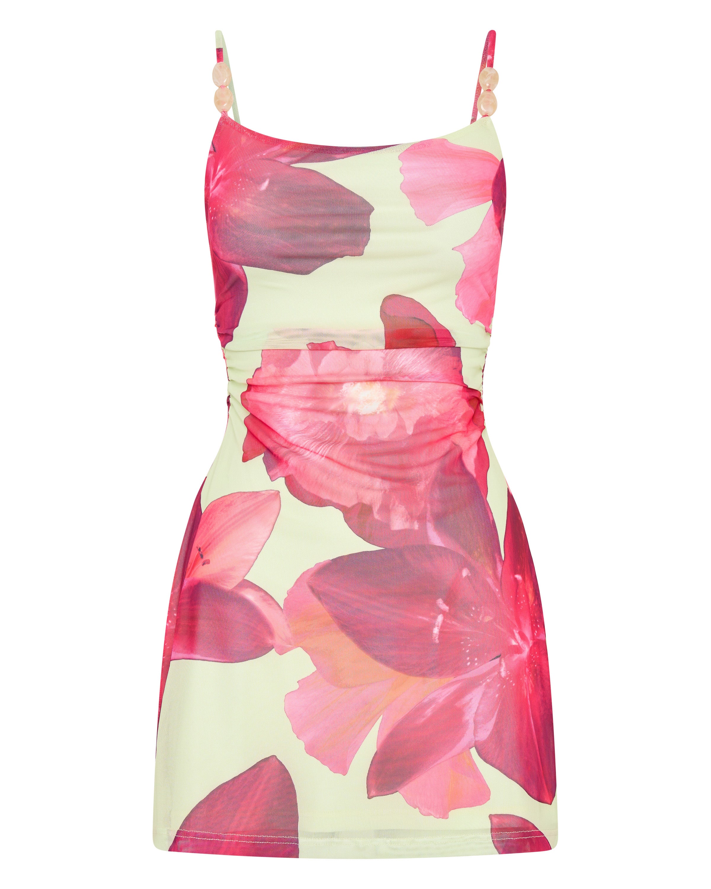 Lemon Lily Adjustable Strap Mini Dress with Beaded Detailing