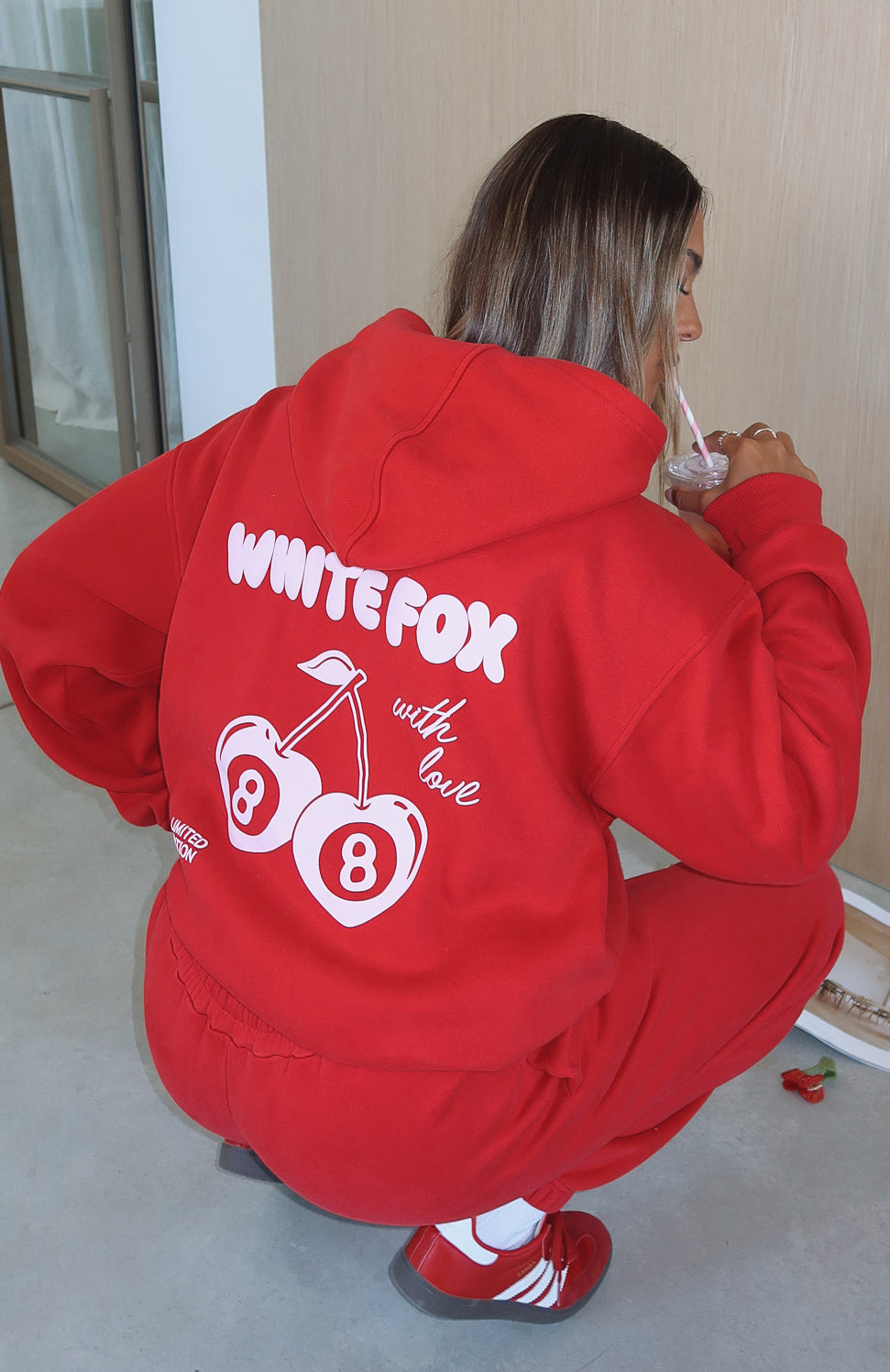 With Love Oversized Hoodie - Red Fleece Comfort Fit