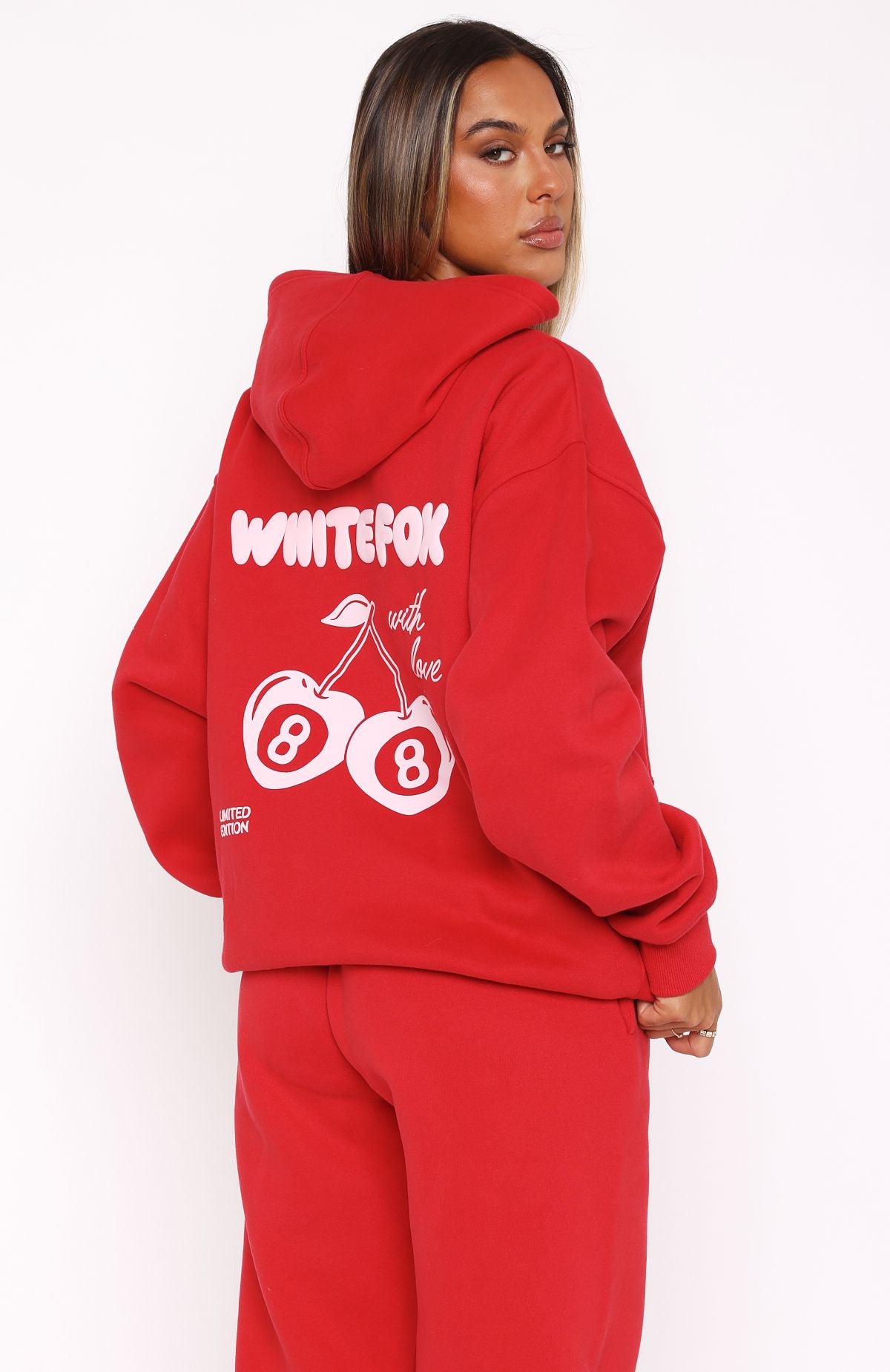 With Love Oversized Hoodie - Red Fleece Comfort Fit