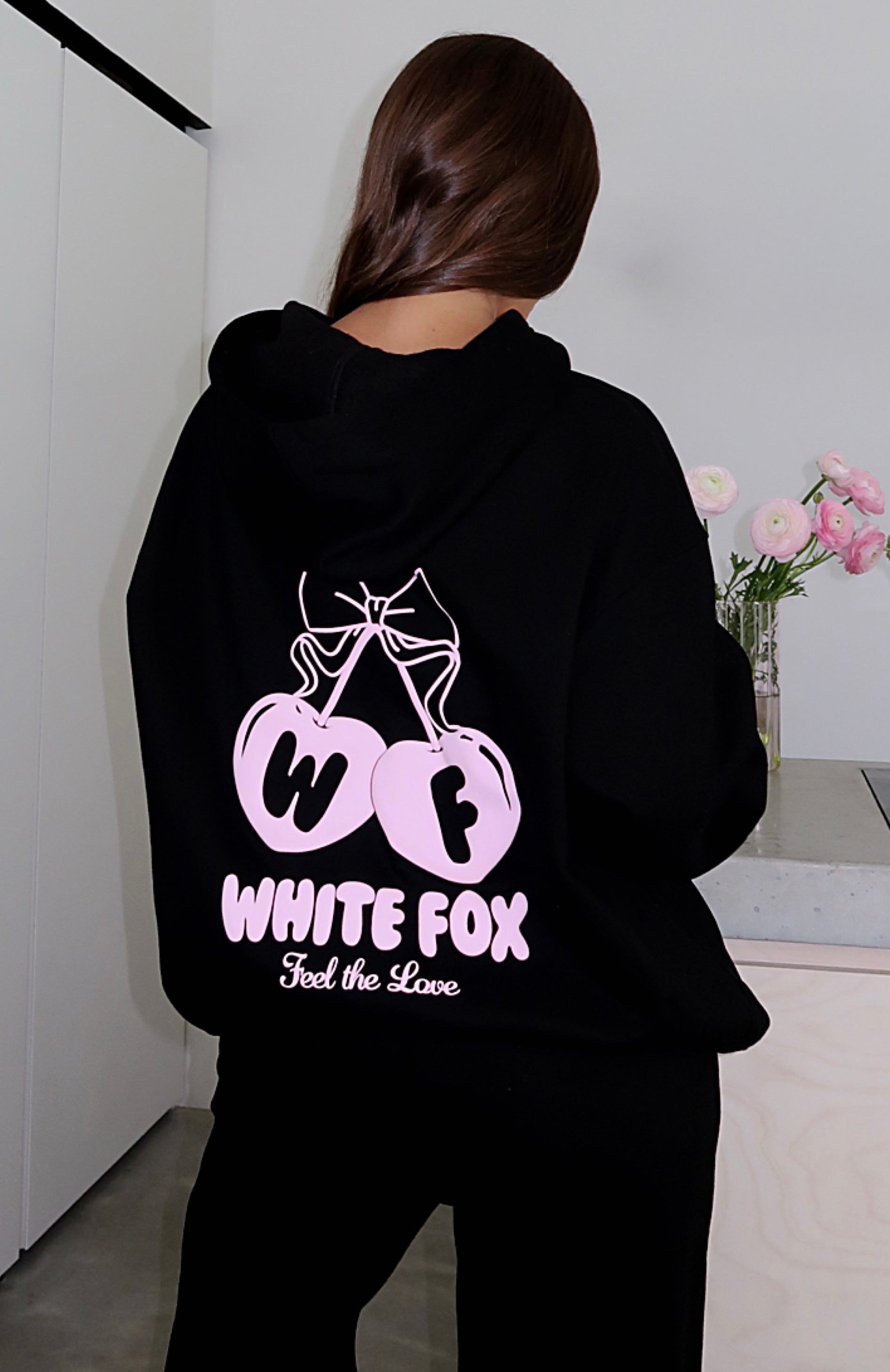 Feel The Love Black Oversized Hoodie - Soft Fleece & Puff Print
