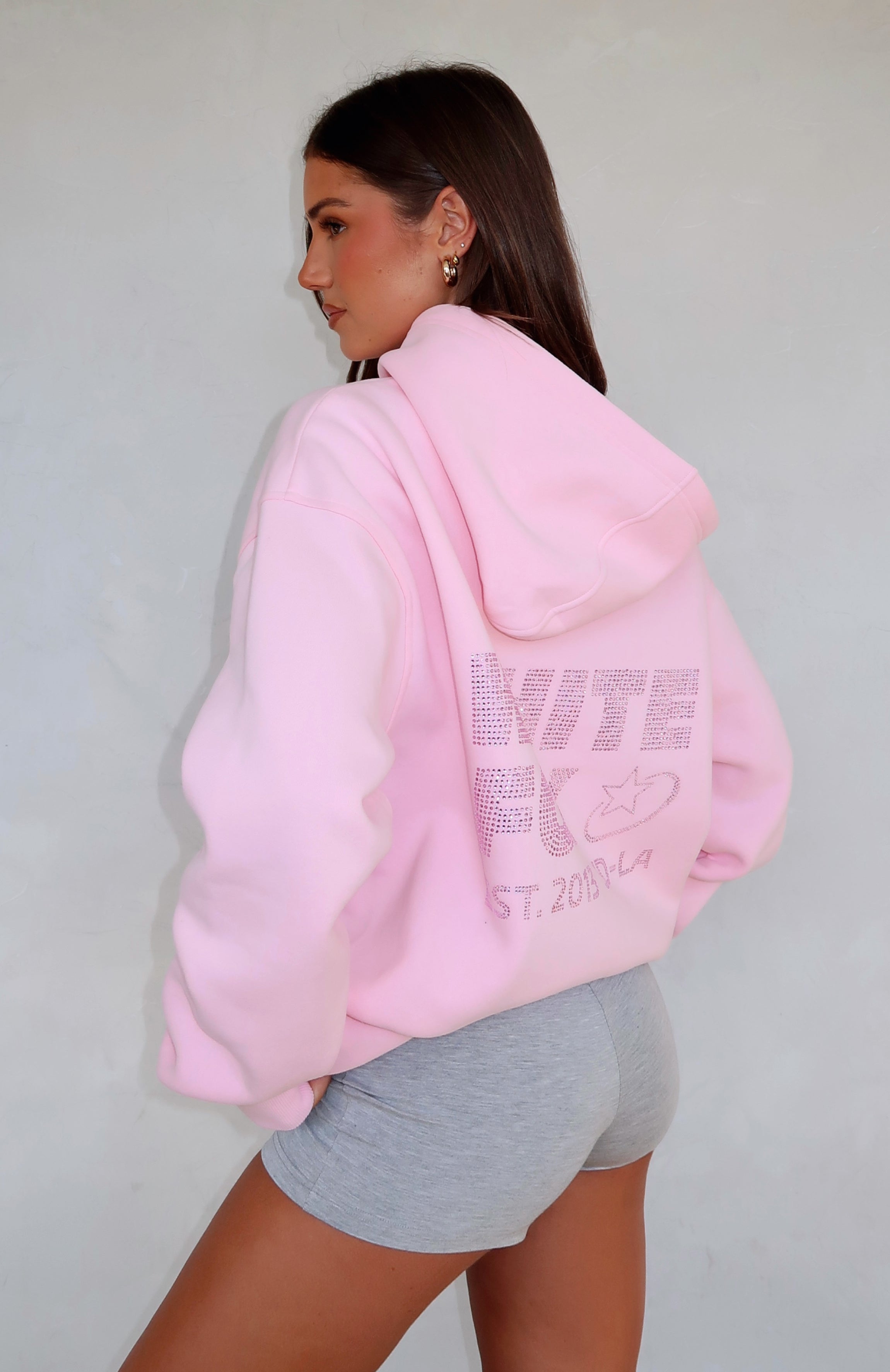 Always Shining Oversized Fleece Hoodie with Diamante Logo