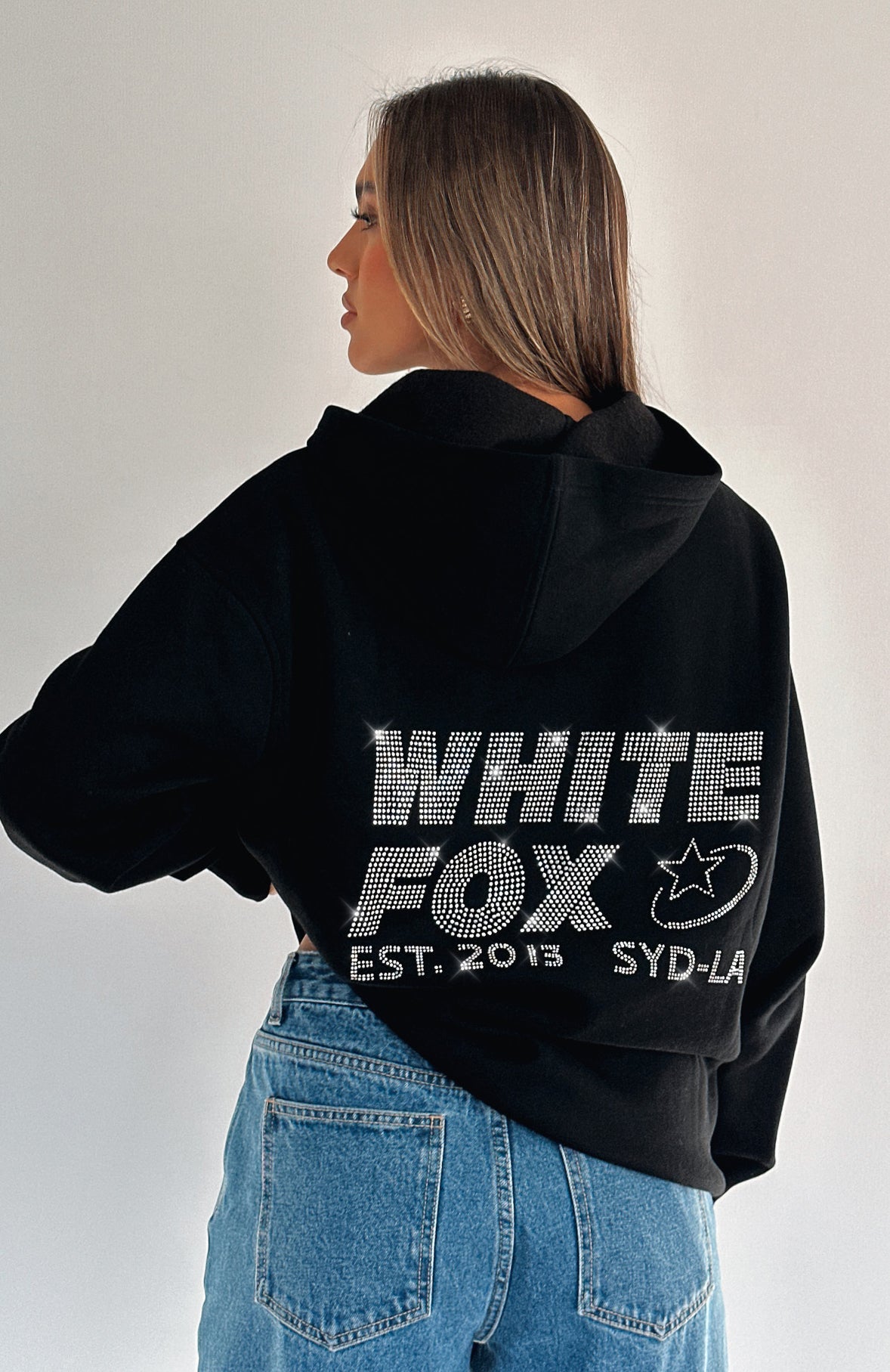 Always Shining Black Oversized Hoodie - Fleece Lined & Diamante Logo
