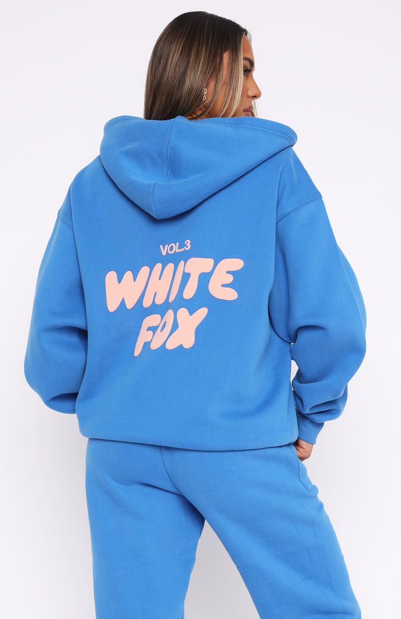 Women's Zip Up Hoodie - Offstage Azure Fleece Pullover with Puff Print Logo