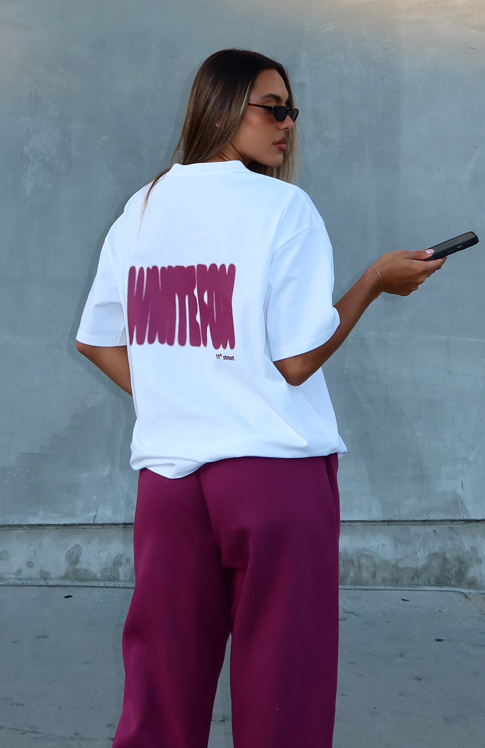 11th Street New York Or Nowhere Berry Blast Oversized Cotton Tee