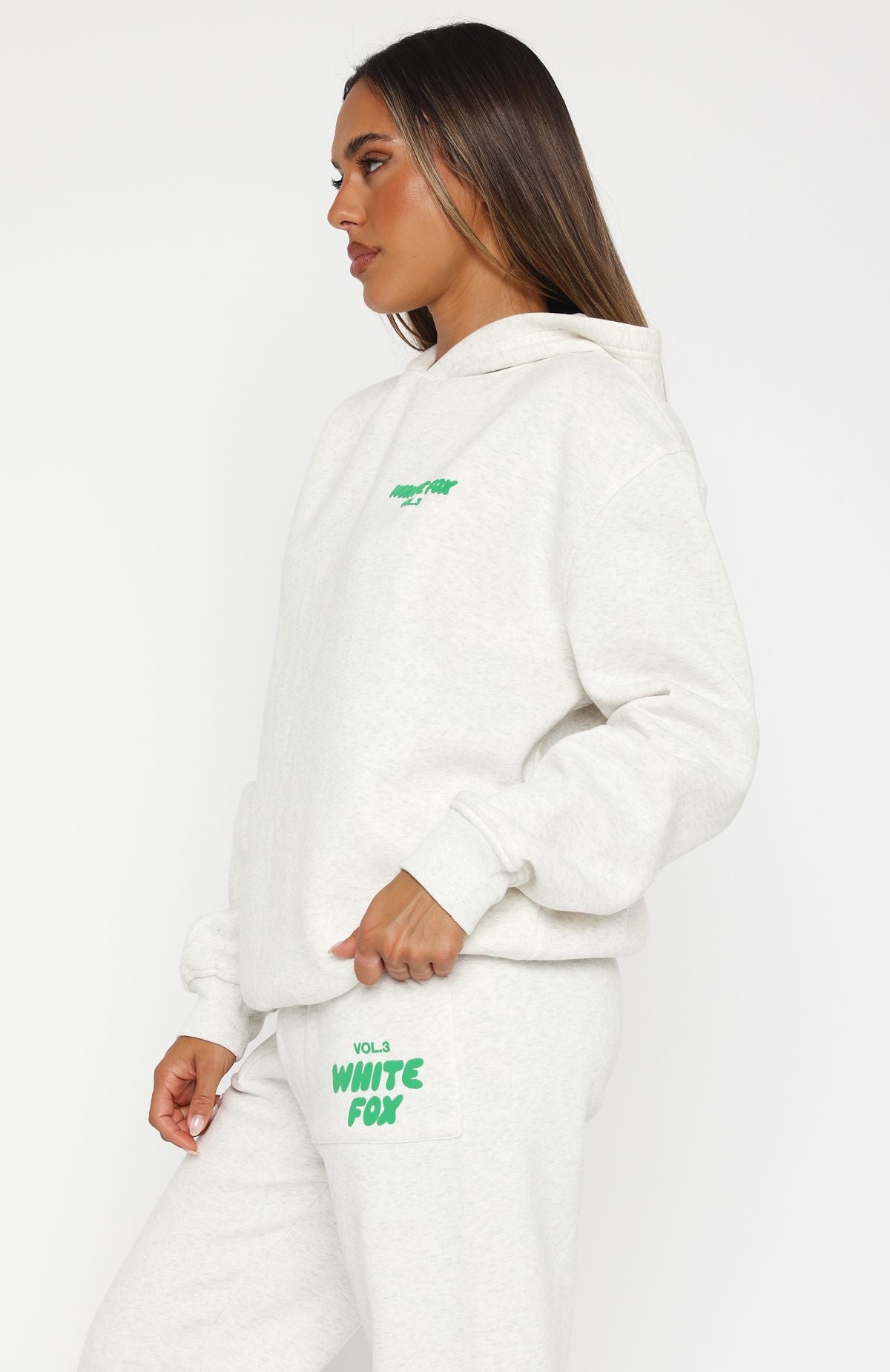 Glacier Grey Oversized Offstage Hoodie - Soft Fleece & Puff Print Logo