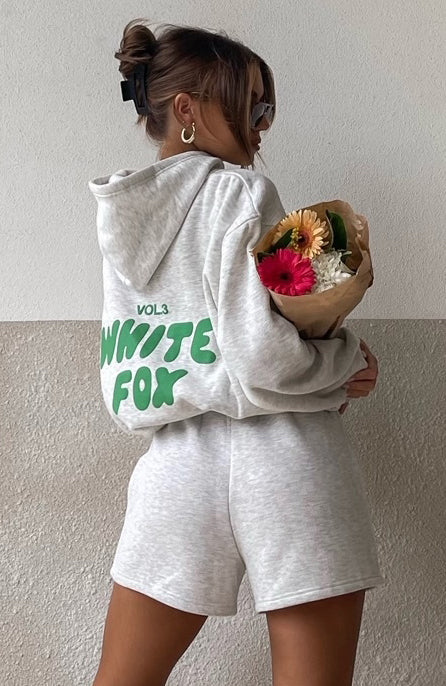 Glacier Grey Oversized Offstage Hoodie - Soft Fleece & Puff Print Logo