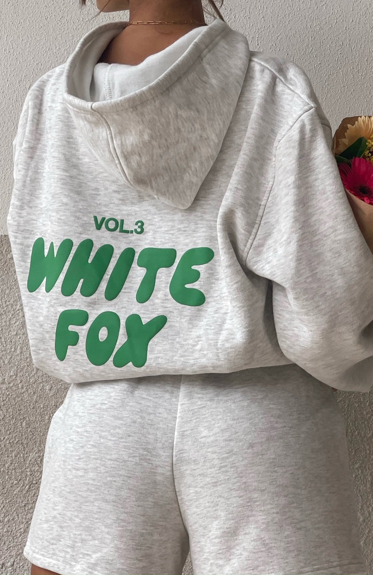 Glacier Grey Oversized Offstage Hoodie - Soft Fleece & Puff Print Logo