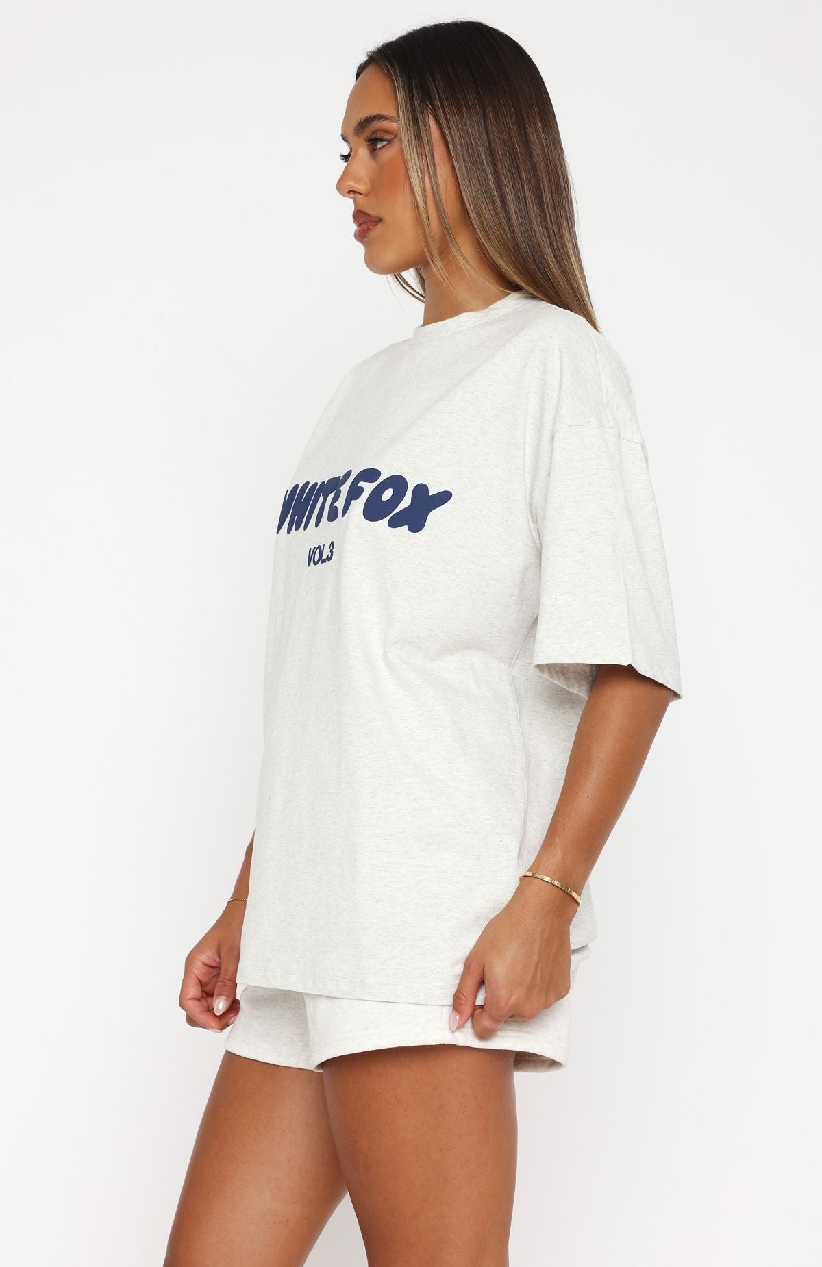 Offstage Oversized Cotton T-Shirt with Puff Print - Mineral Grey