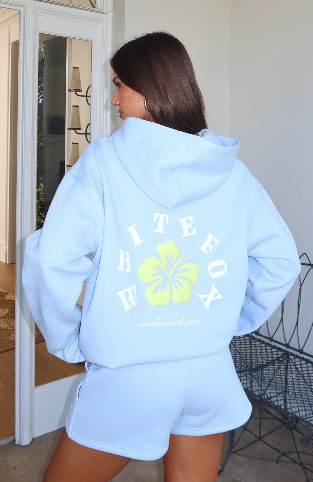 Keep Blooming Blue Oversized Hoodie - Fleece Loungewear