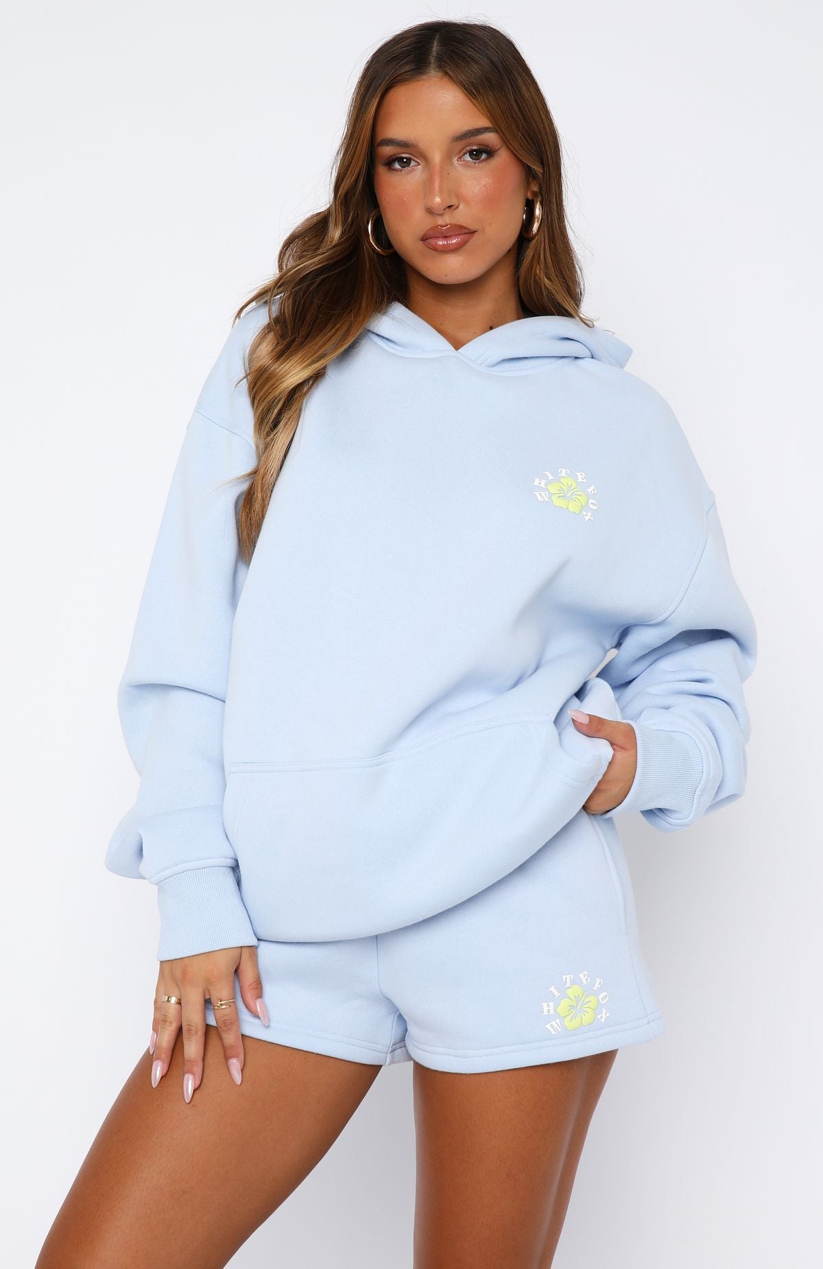 Keep Blooming Blue Oversized Hoodie - Fleece Loungewear
