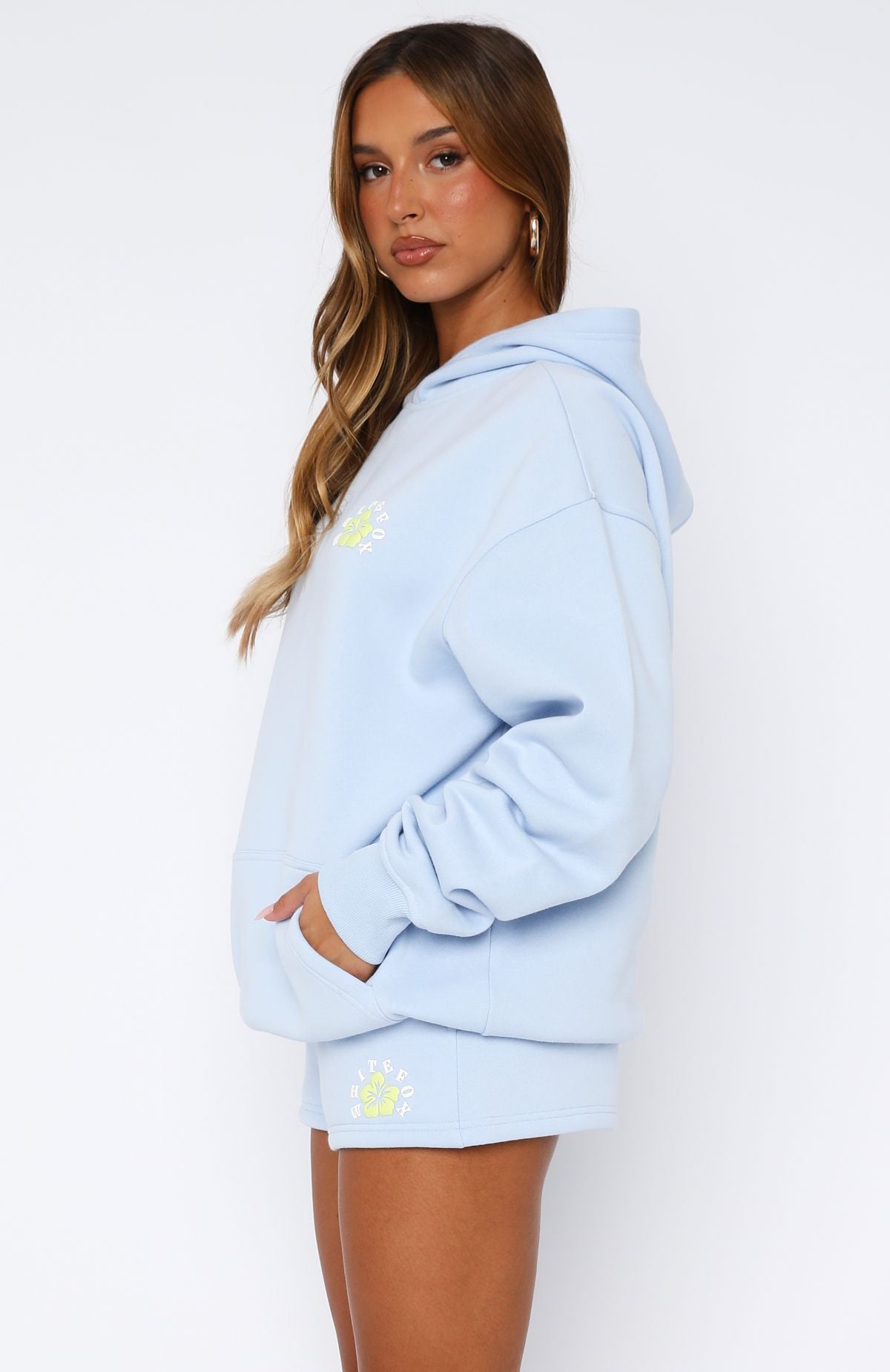 Keep Blooming Blue Oversized Hoodie - Fleece Loungewear