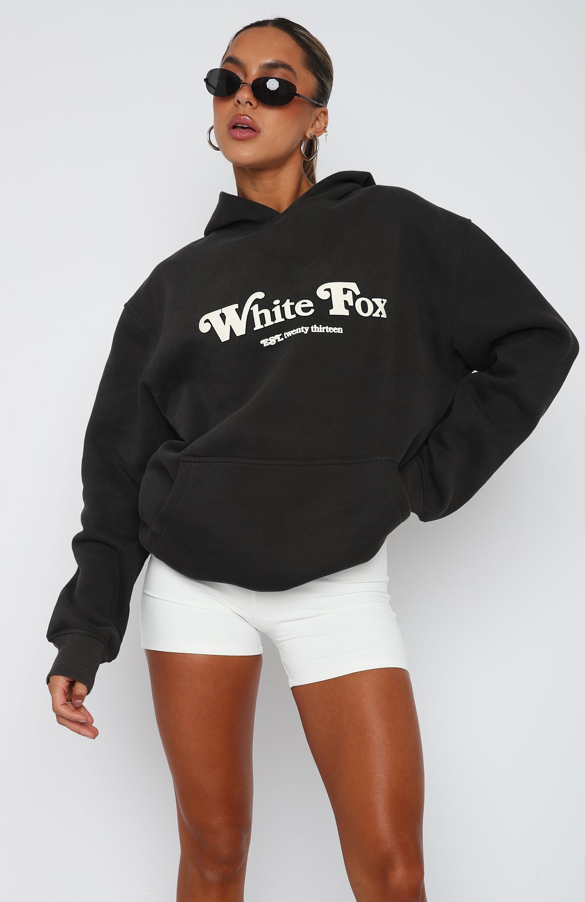 Twin Flame Oversized Hoodie - Charcoal Fleece Sweatshirt