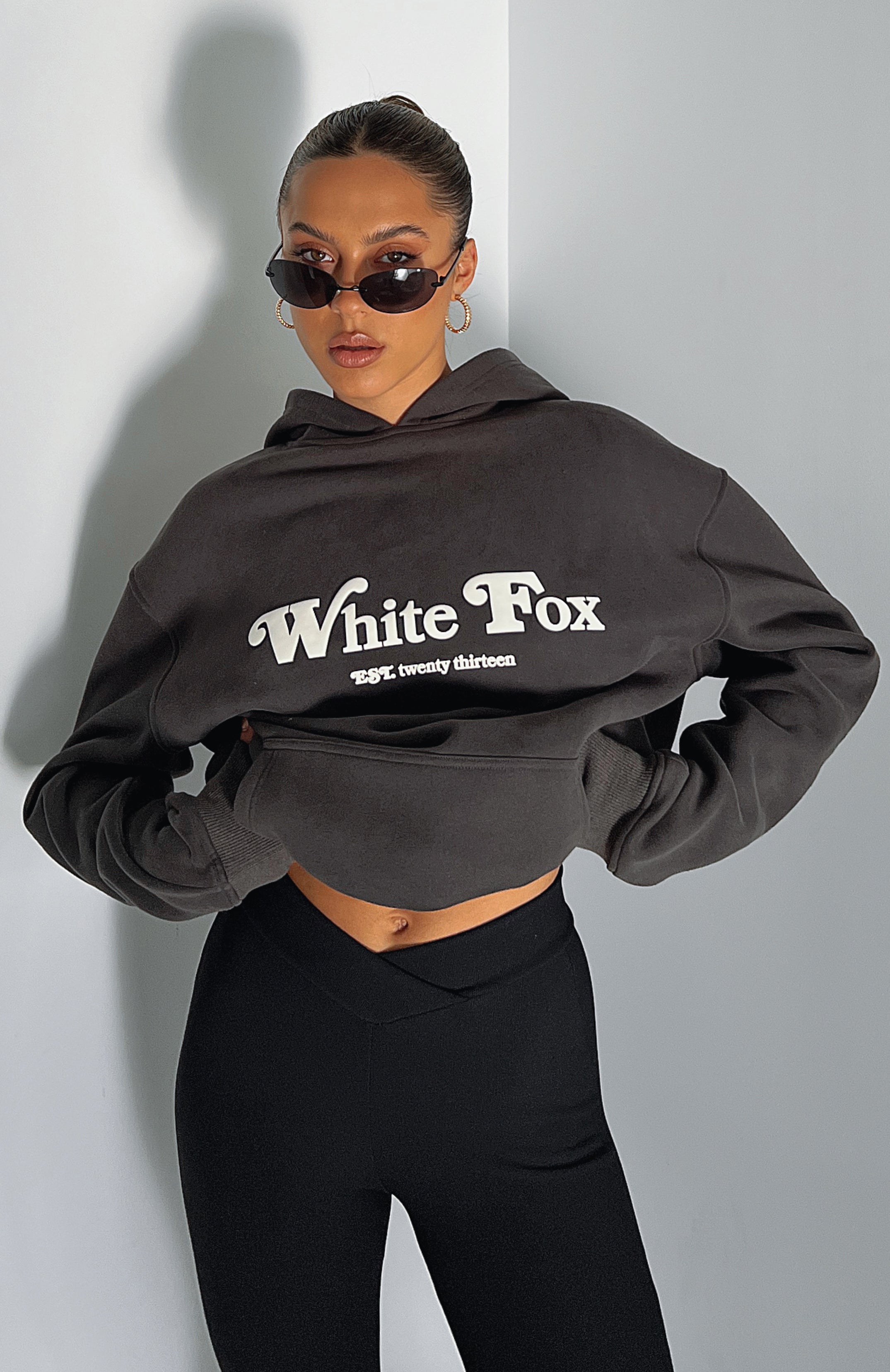 Twin Flame Oversized Hoodie - Charcoal Fleece Sweatshirt