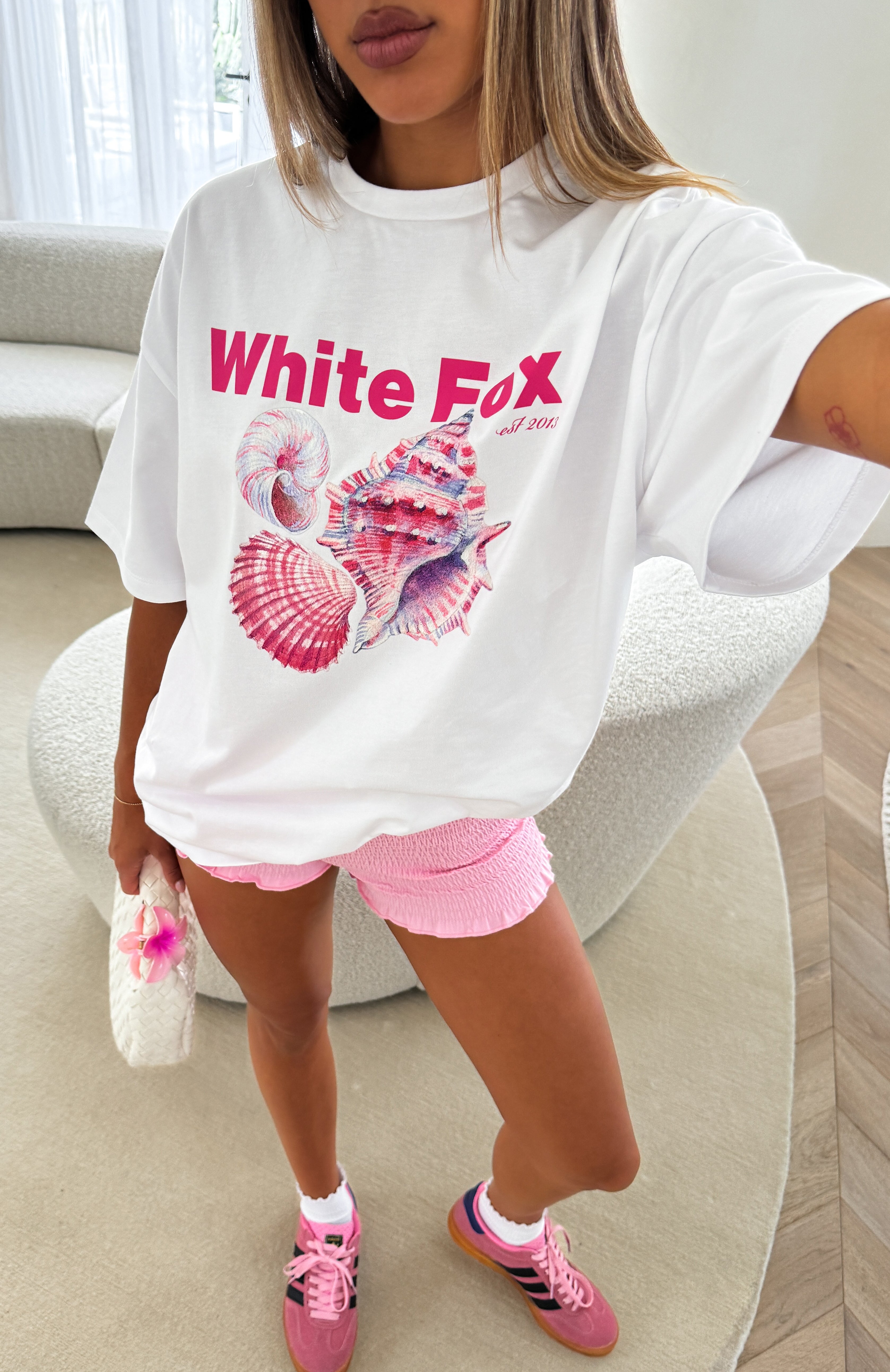 Hear The Ocean Graphic Oversized Cotton Tee White