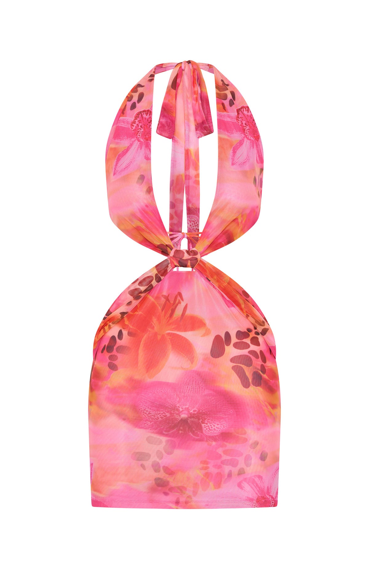 Good Decisions Halter Mini Dress with Cut Out & Back Tie Detail