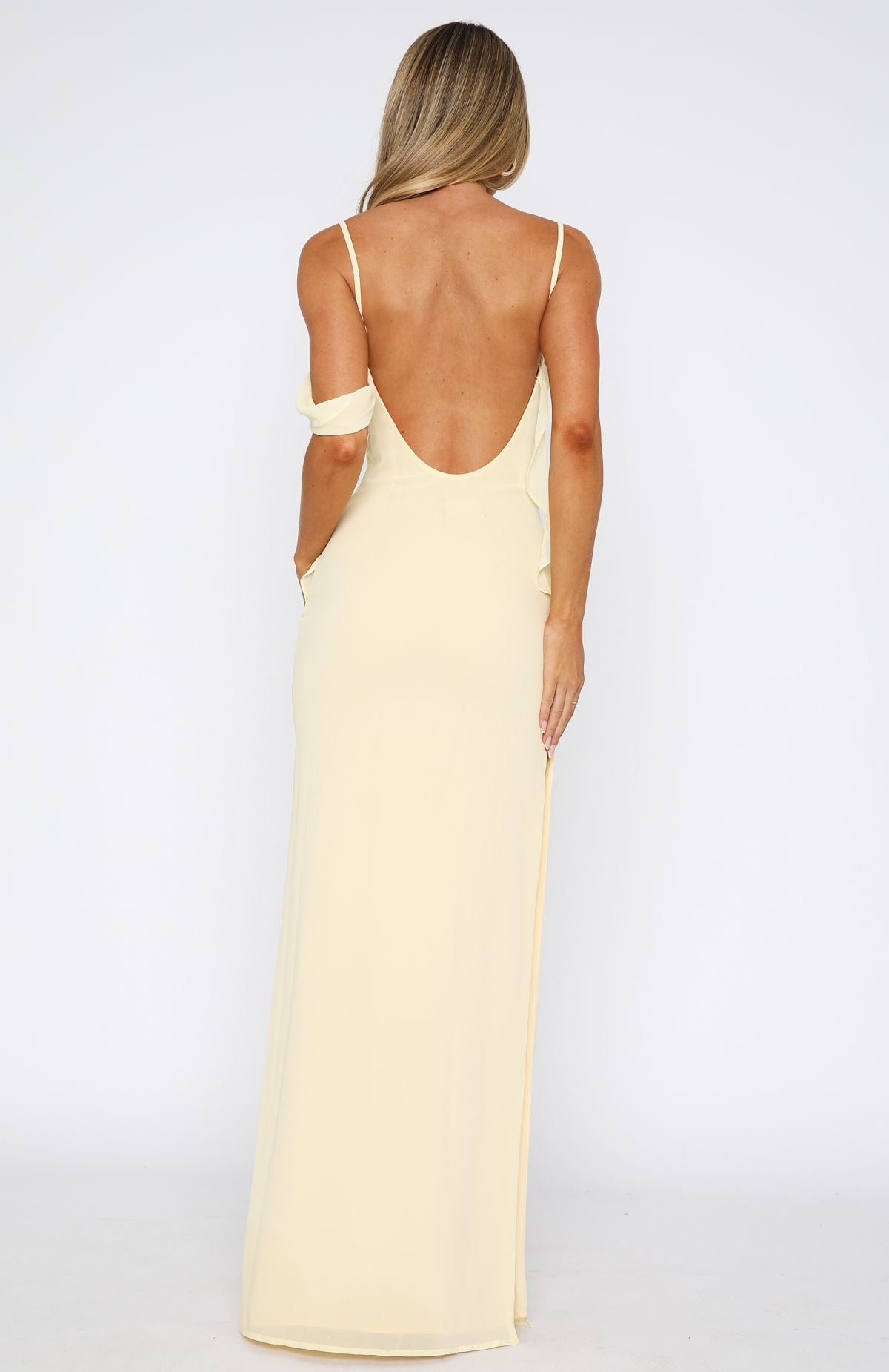 Lemon Love Blossoms Backless Maxi Dress with Adjustable Straps