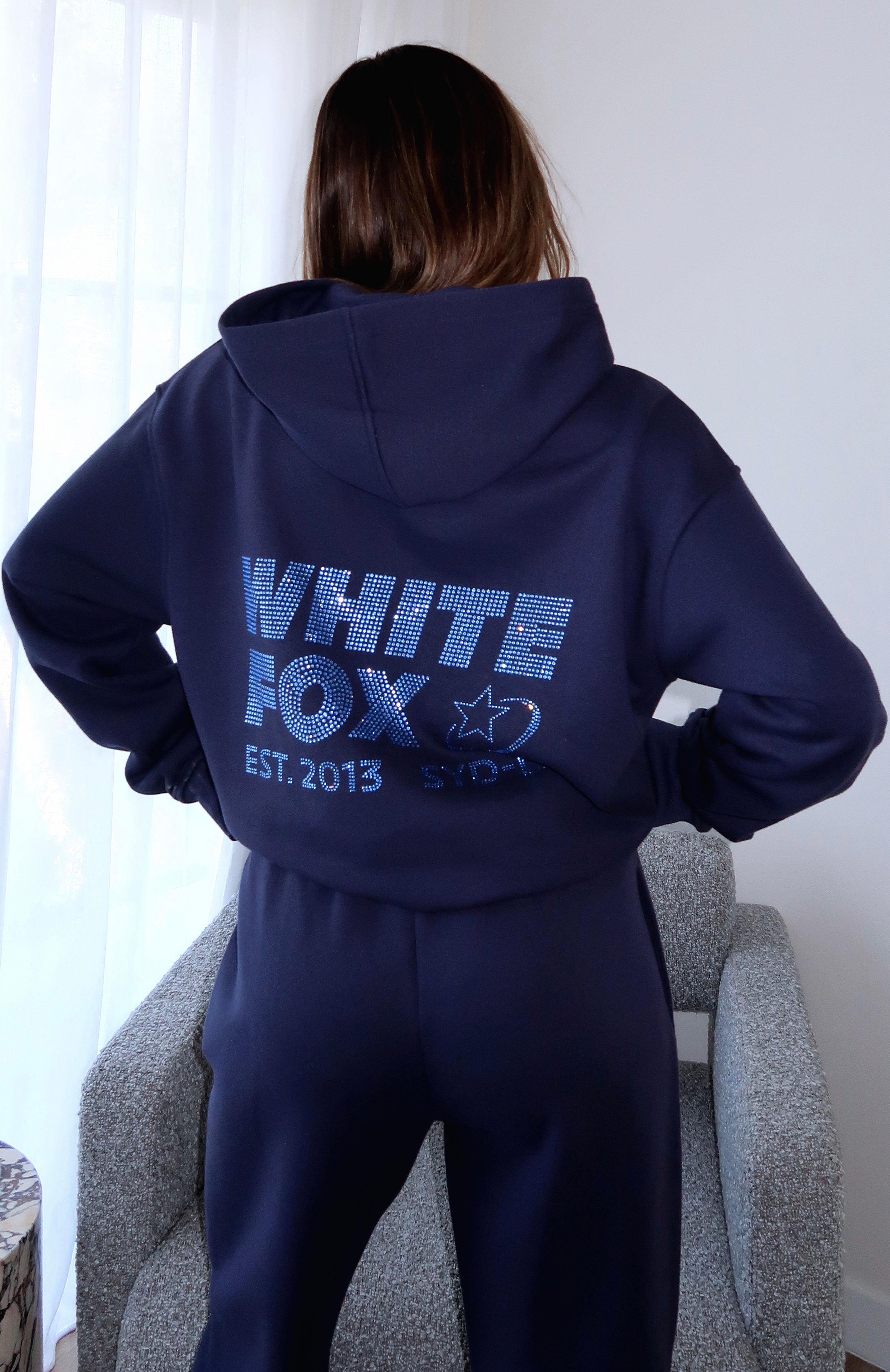 Always Shining Navy Oversized Fleece Hoodie for Women