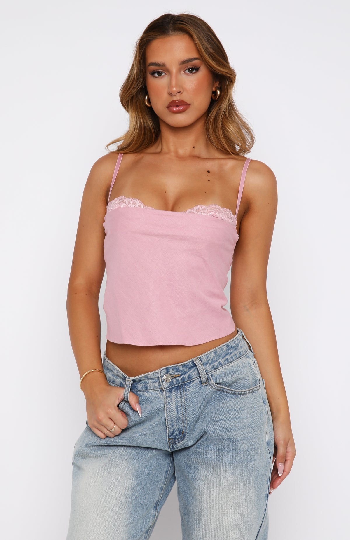Pink Linen Lace Bra Top - Tell Me All About It