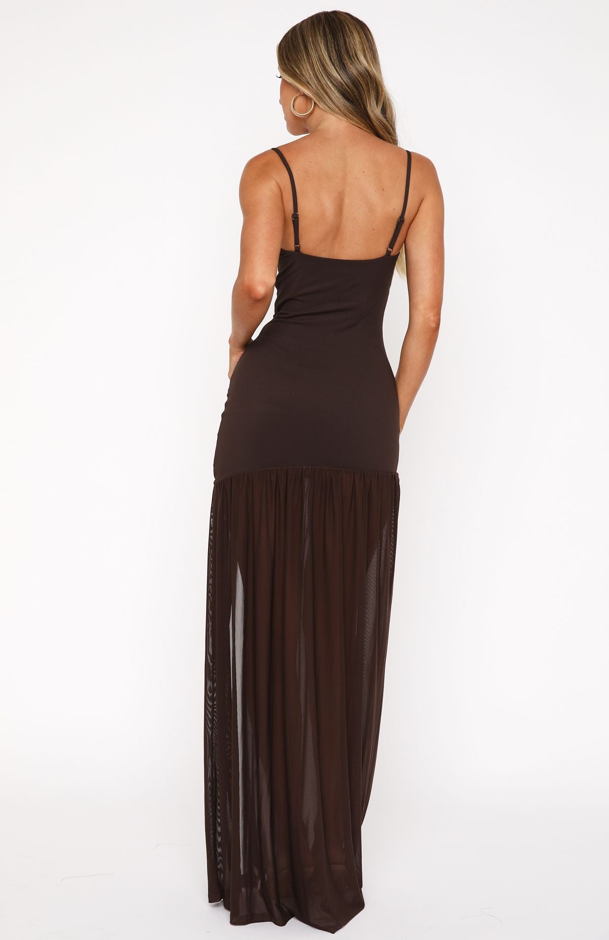 True Love Chocolate Maxi Dress with Cut Out & Side Split