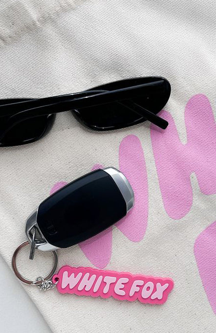 Dark Pink "I've Got You" Rubber Keychain with Puff Print Logo